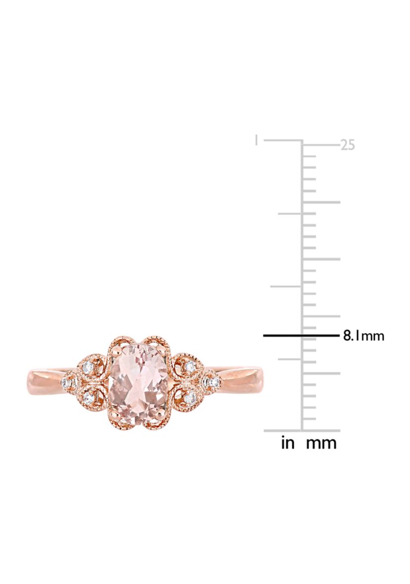 3/4 ct. t.w. Morganite and 1/10 ct. t.w. Diamond Filigree Ring in 10k Rose Gold