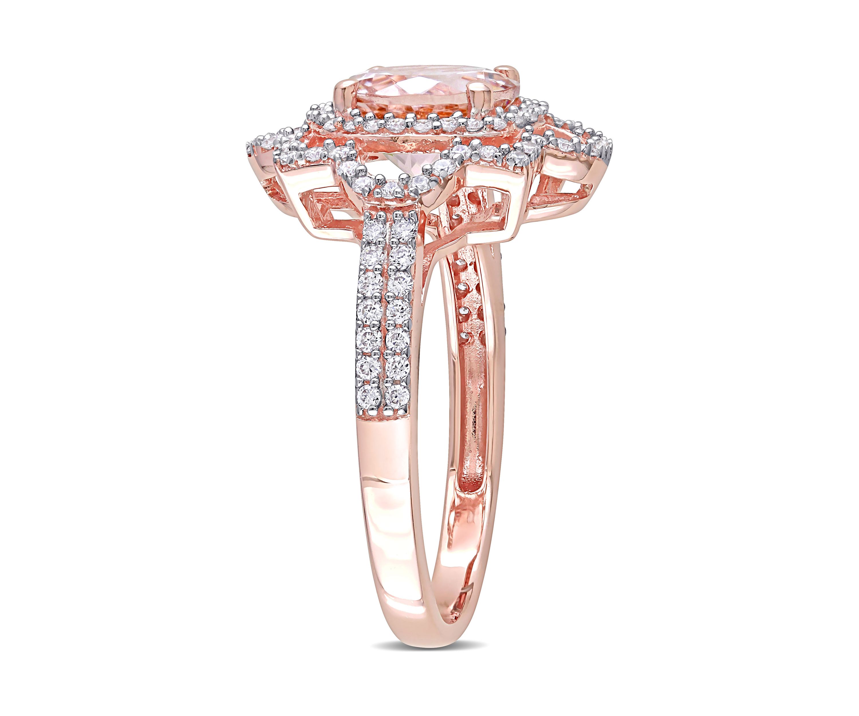 1.75 ct. t.w. Morganite and 1/2 ct. t.w. Diamond Quatrefoil Ring in 14k Rose Gold