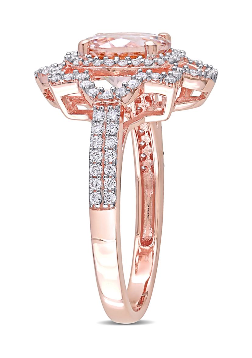 1.75 ct. t.w. Morganite and 1/2 ct. t.w. Diamond Quatrefoil Ring in 14k Rose Gold