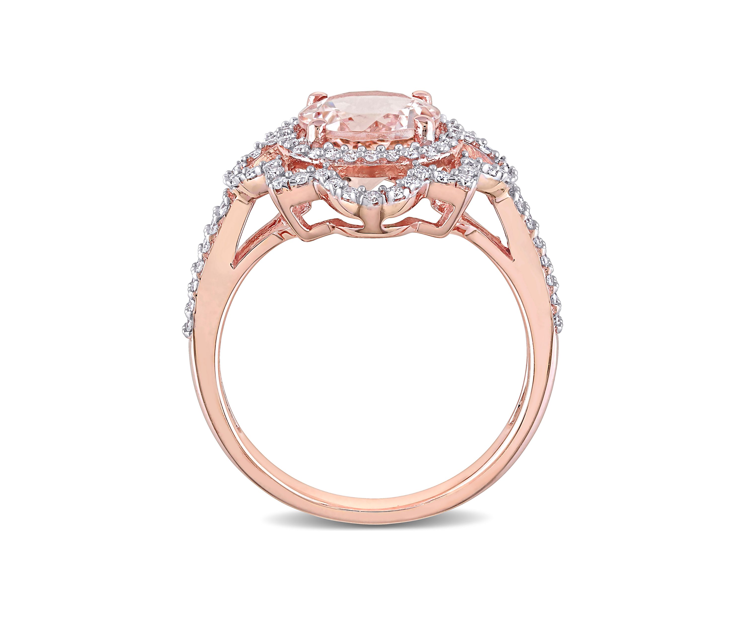 1.75 ct. t.w. Morganite and 1/2 ct. t.w. Diamond Quatrefoil Ring in 14k Rose Gold