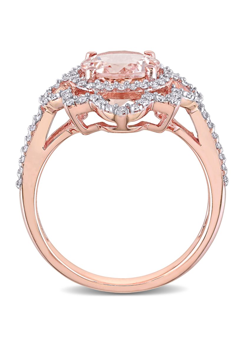 1.75 ct. t.w. Morganite and 1/2 ct. t.w. Diamond Quatrefoil Ring in 14k Rose Gold