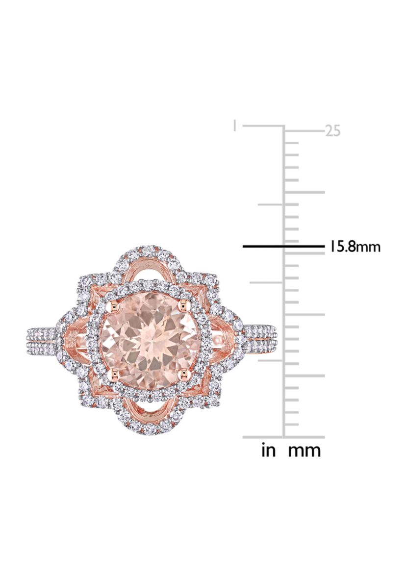 1.75 ct. t.w. Morganite and 1/2 ct. t.w. Diamond Quatrefoil Ring in 14k Rose Gold