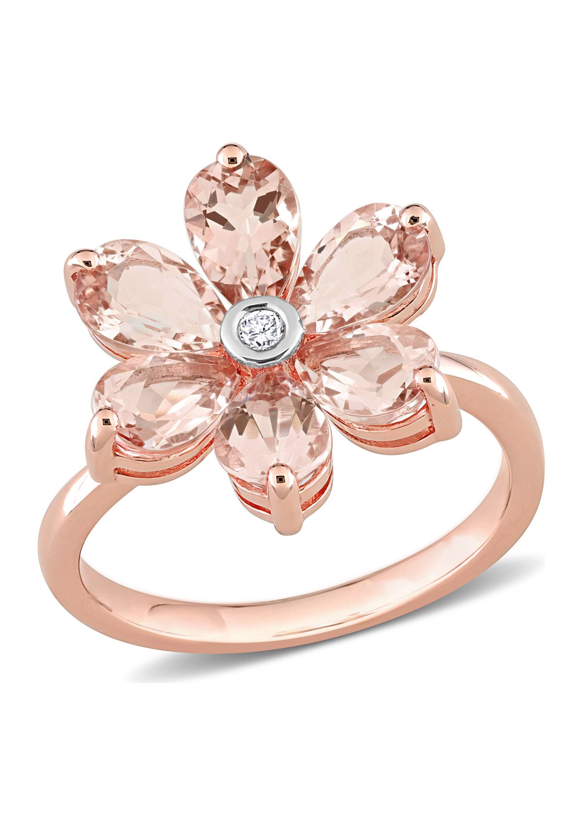 Belk & Co. 2.37 ct. t.w. Morganite and Diamond Accent Floral Ring in ...