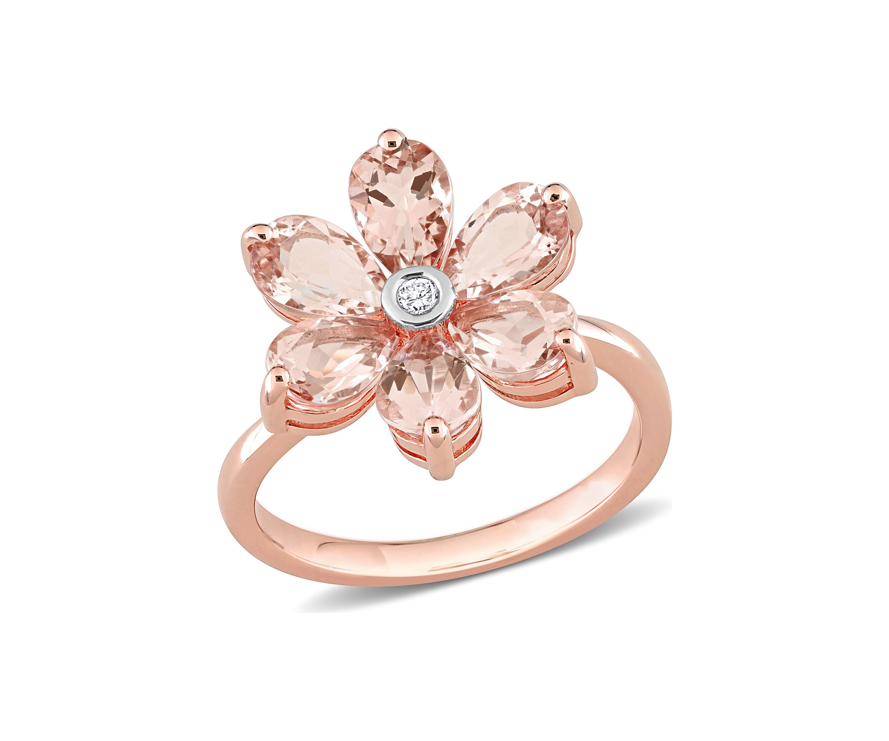 2.37 ct. t.w. Morganite and Diamond Accent Floral Ring in 10k Rose Gold