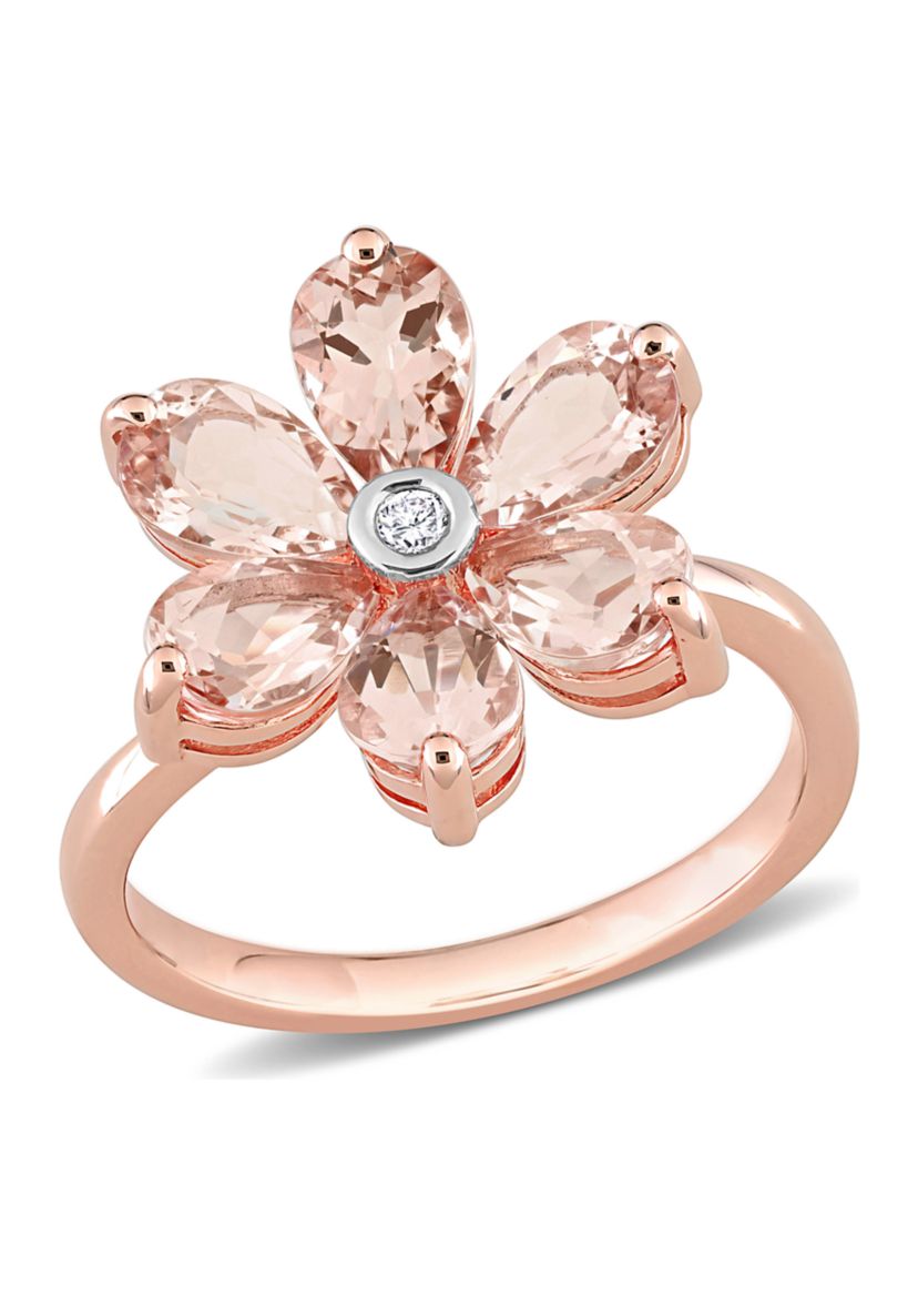 2.37 ct. t.w. Morganite and Diamond Accent Floral Ring in 10k Rose Gold