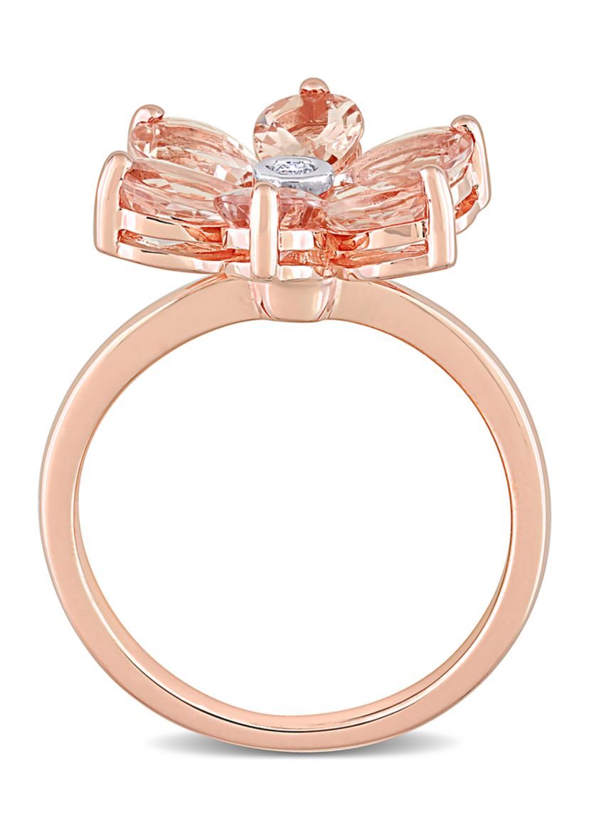 2.37 ct. t.w. Morganite and Diamond Accent Floral Ring in 10k Rose Gold