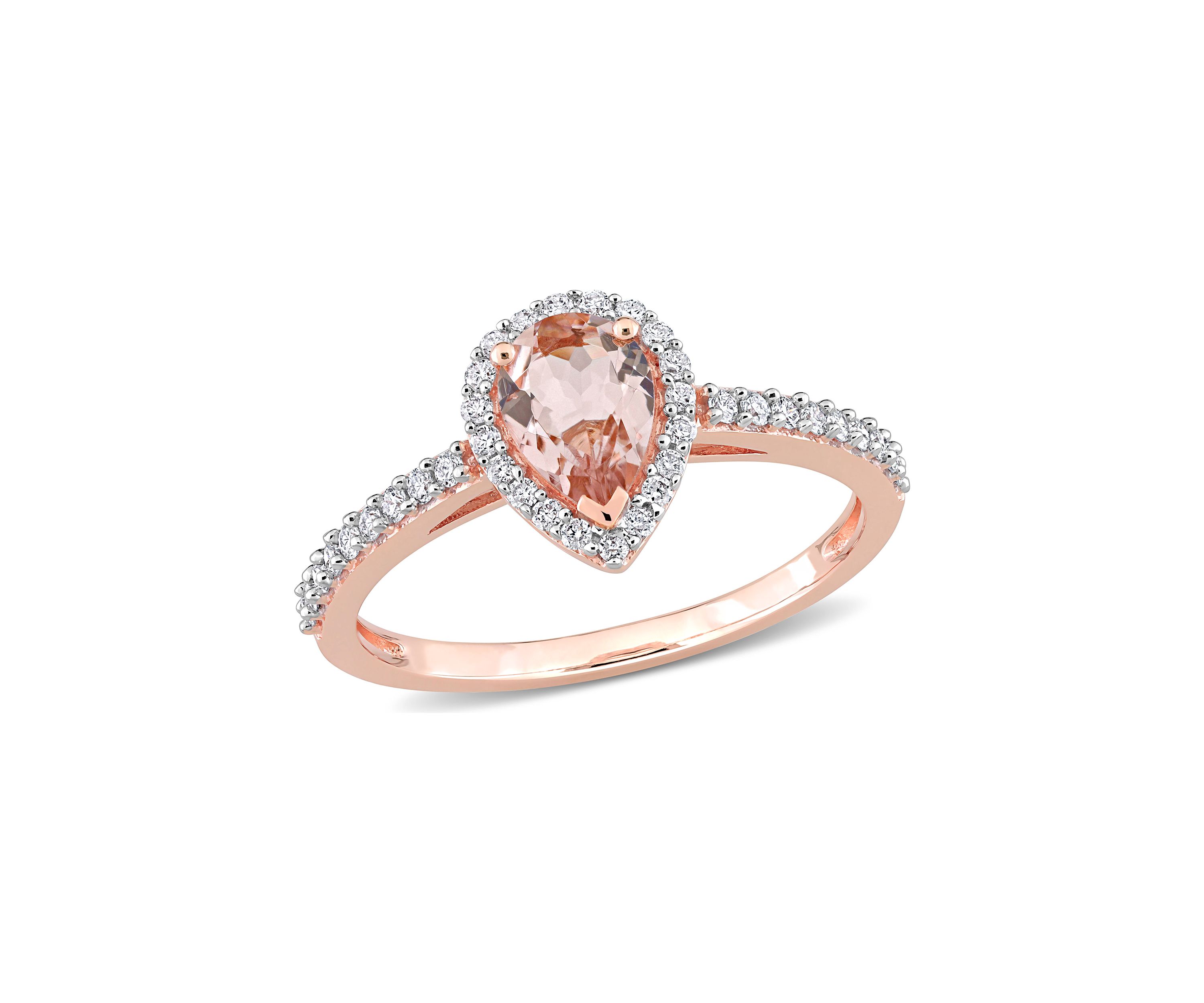 3/4 ct. t.w. Morganite and 1/4 ct. t.w. Diamond Teardrop Engagement Ring in 10k Rose Gold