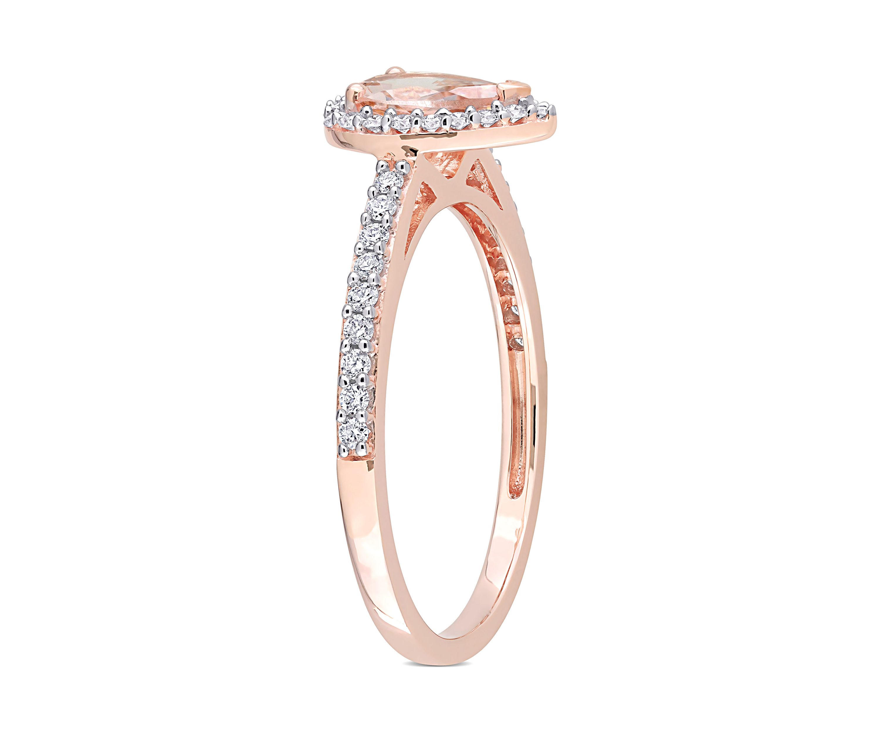 3/4 ct. t.w. Morganite and 1/4 ct. t.w. Diamond Teardrop Engagement Ring in 10k Rose Gold