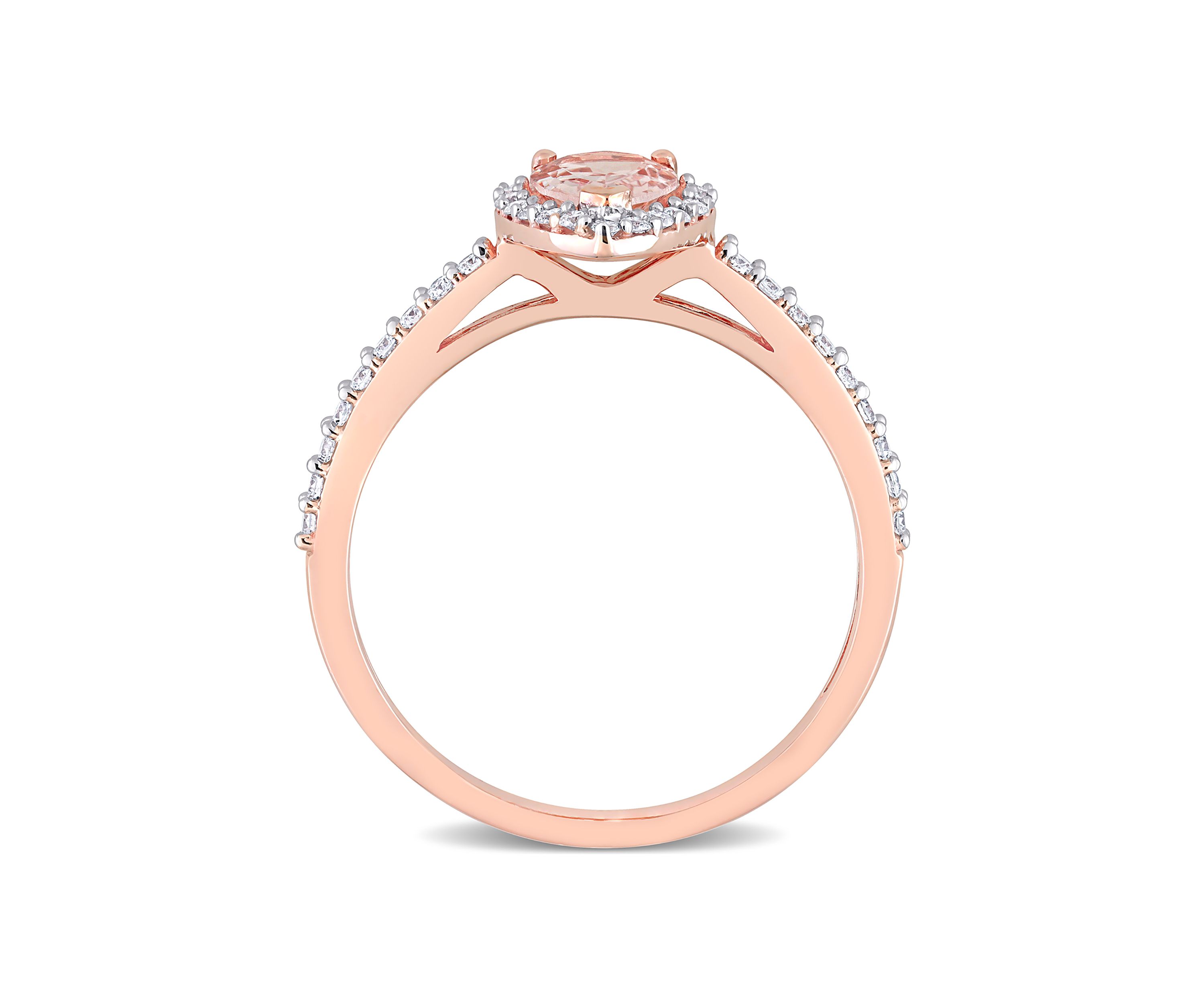 3/4 ct. t.w. Morganite and 1/4 ct. t.w. Diamond Teardrop Engagement Ring in 10k Rose Gold