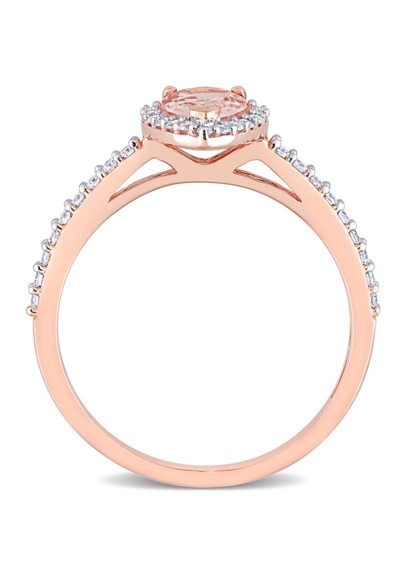 3/4 ct. t.w. Morganite and 1/4 ct. t.w. Diamond Teardrop Engagement Ring in 10k Rose Gold