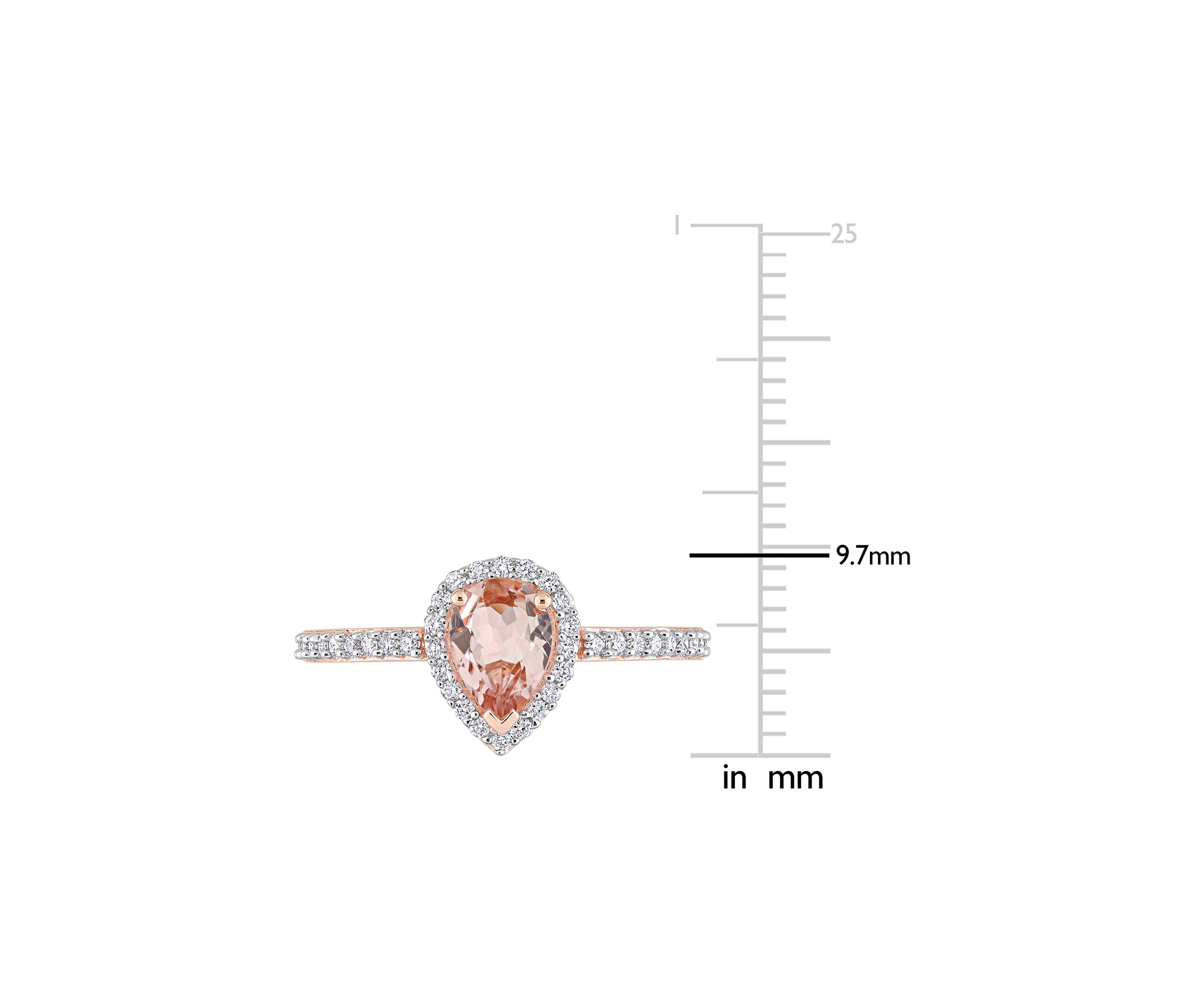 3/4 ct. t.w. Morganite and 1/4 ct. t.w. Diamond Teardrop Engagement Ring in 10k Rose Gold