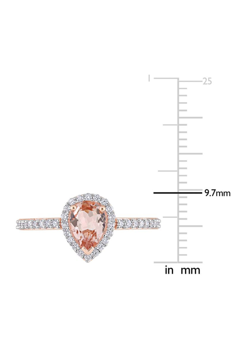 3/4 ct. t.w. Morganite and 1/4 ct. t.w. Diamond Teardrop Engagement Ring in 10k Rose Gold