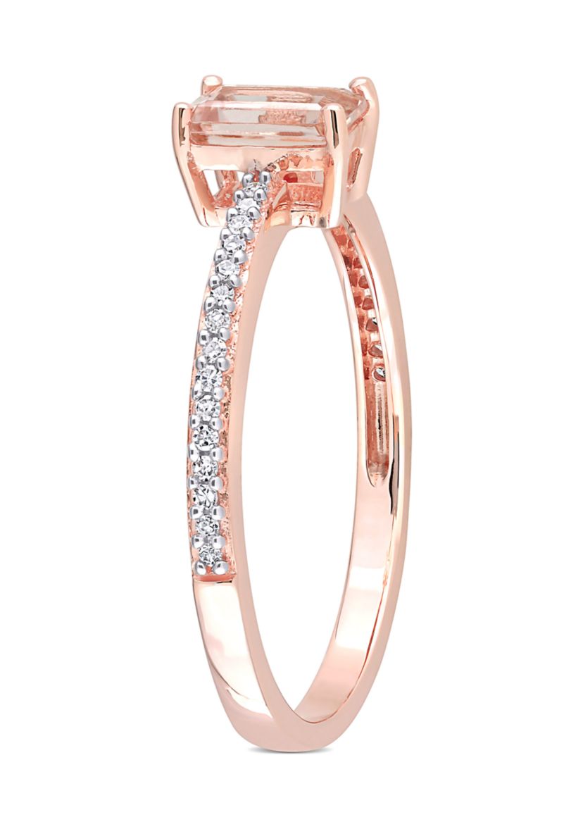 5/8 ct. t.w. Morganite and 1/10 ct. t.w. Diamond Emerald Cut Promise Ring in 10k Rose Gold