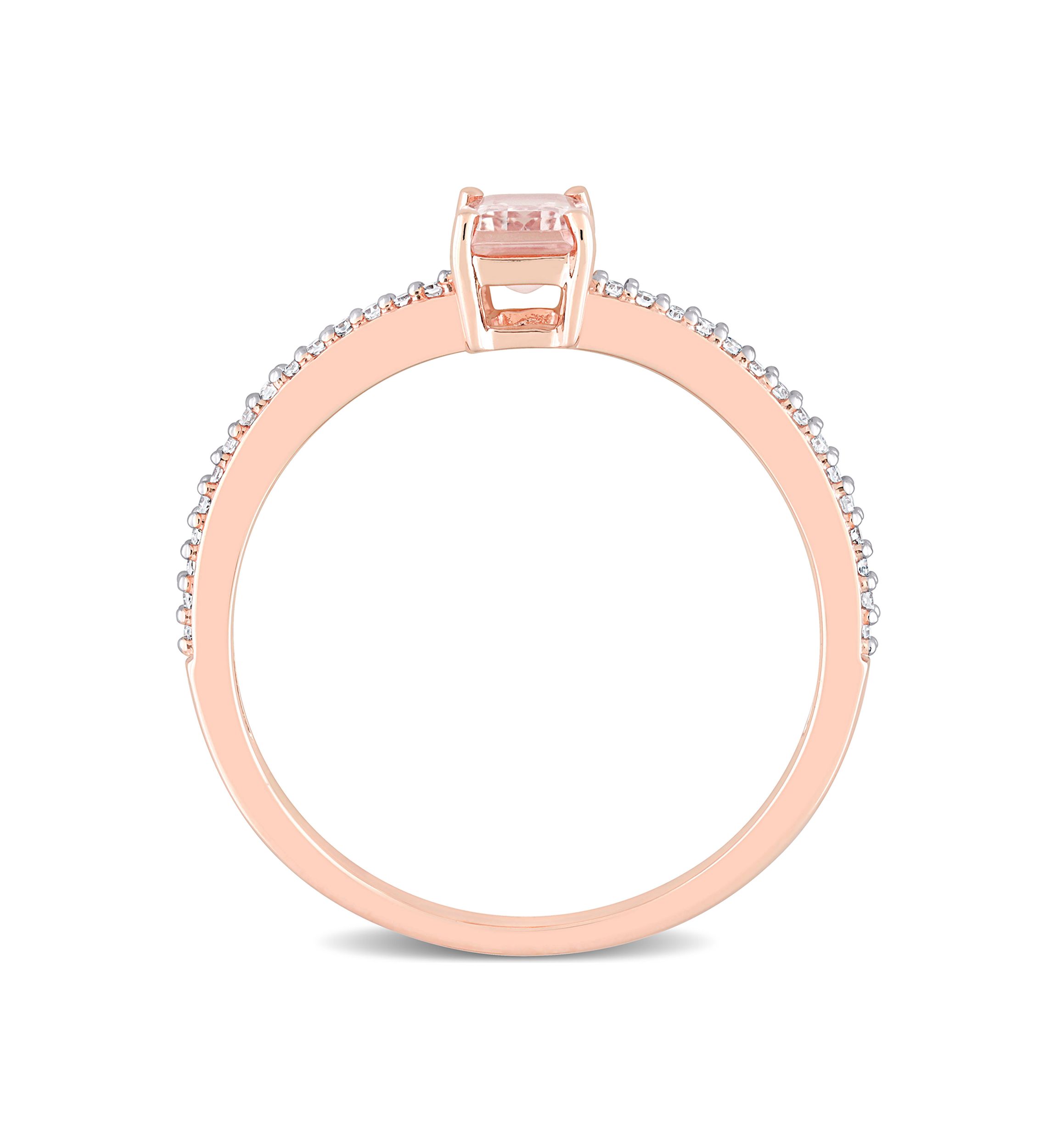 5/8 ct. t.w. Morganite and 1/10 ct. t.w. Diamond Emerald Cut Promise Ring in 10k Rose Gold