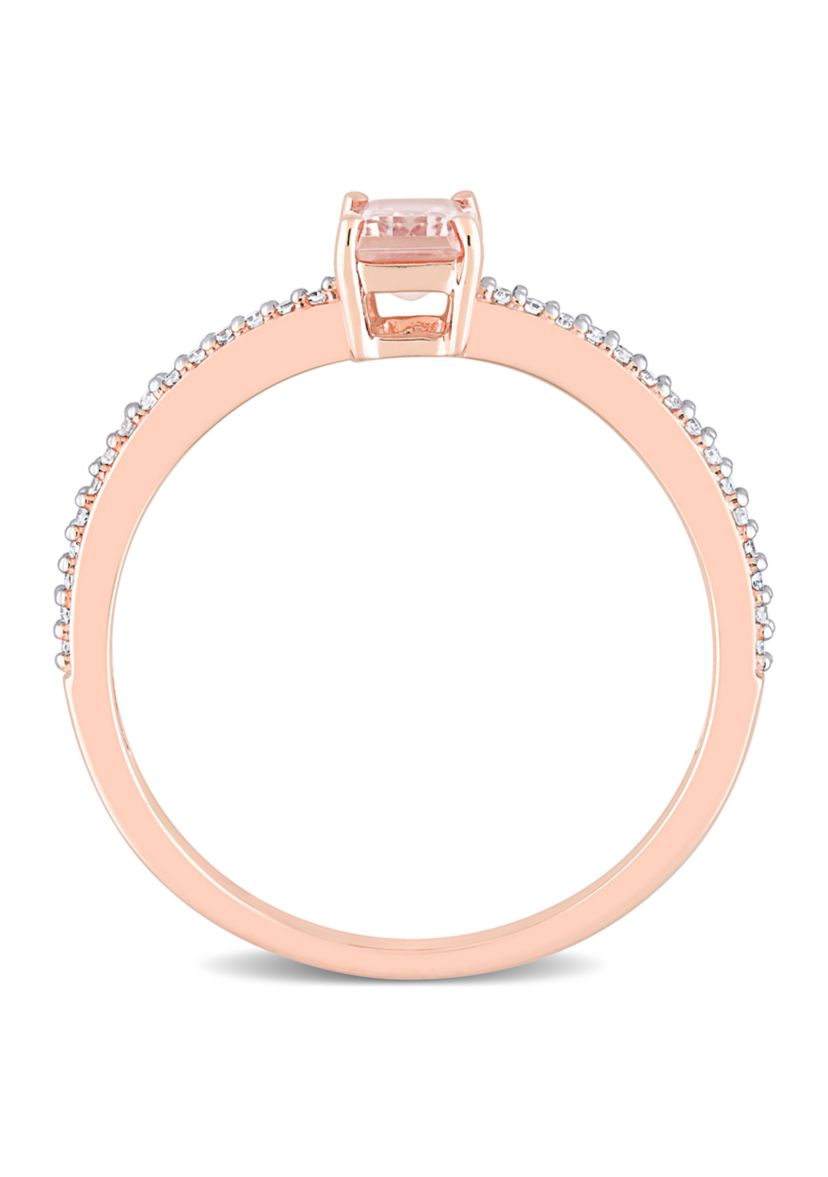 5/8 ct. t.w. Morganite and 1/10 ct. t.w. Diamond Emerald Cut Promise Ring in 10k Rose Gold