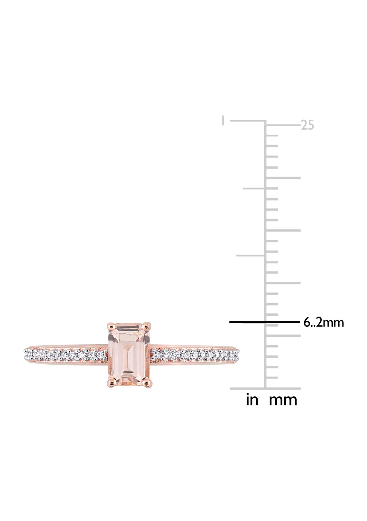 5/8 ct. t.w. Morganite and 1/10 ct. t.w. Diamond Emerald Cut Promise Ring in 10k Rose Gold