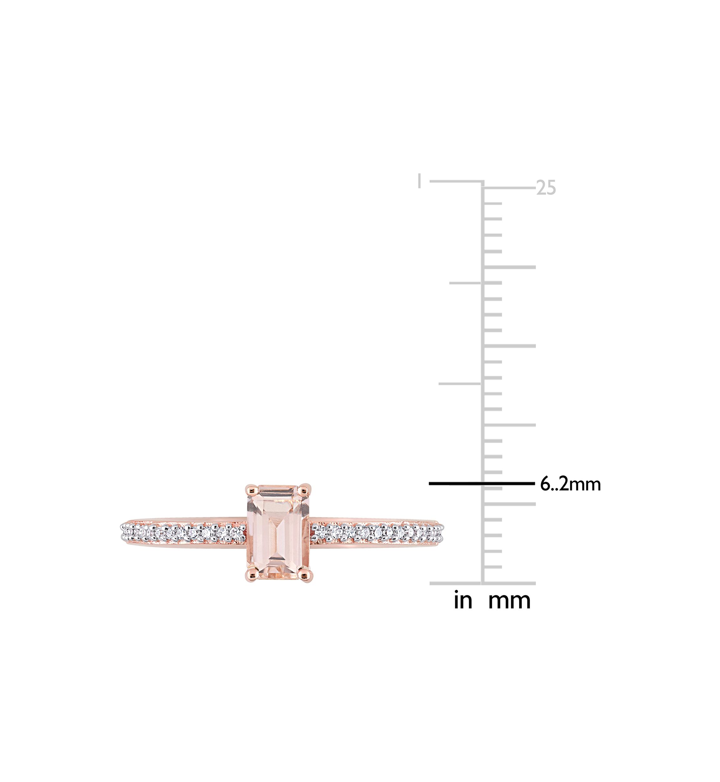 5/8 ct. t.w. Morganite and 1/10 ct. t.w. Diamond Emerald Cut Promise Ring in 10k Rose Gold
