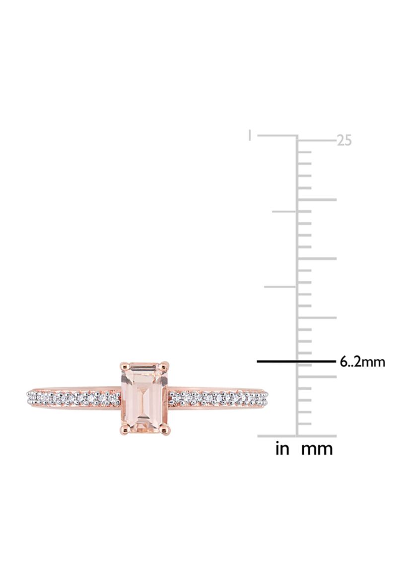 5/8 ct. t.w. Morganite and 1/10 ct. t.w. Diamond Emerald Cut Promise Ring in 10k Rose Gold