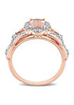 3/4 ct. t.w. Morganite and 1/2 ct. t.w. Diamond Halo Ring in 10k Rose Gold