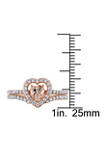 1/2 ct. t.w. Morganite and 1/2 ct. t.w. Diamond Halo Interlocking Bridal Ring Set in 10k Rose Gold