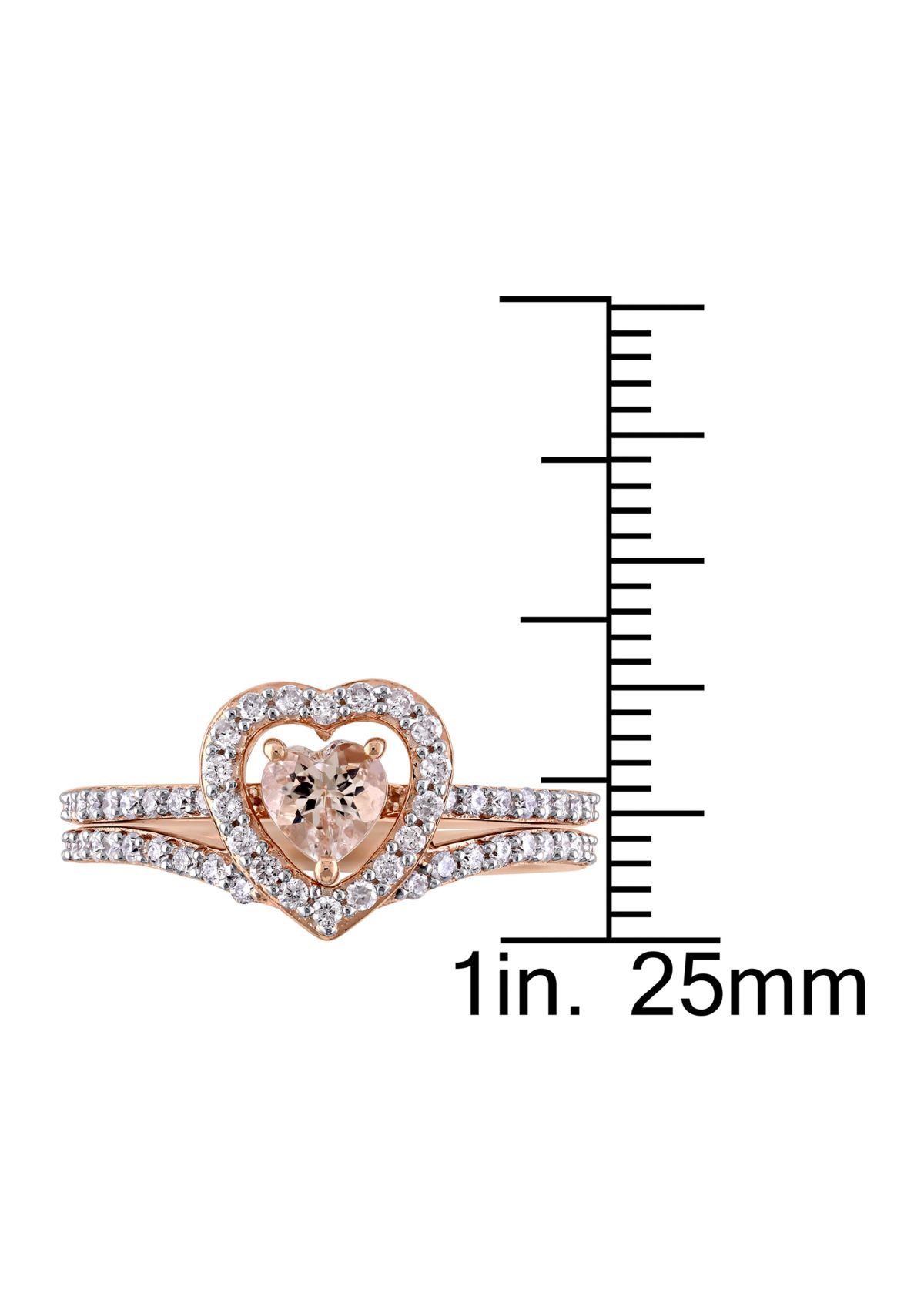 1/2 ct. t.w. Morganite and 1/2 ct. t.w. Diamond Halo Interlocking Bridal Ring Set in 10k Rose Gold