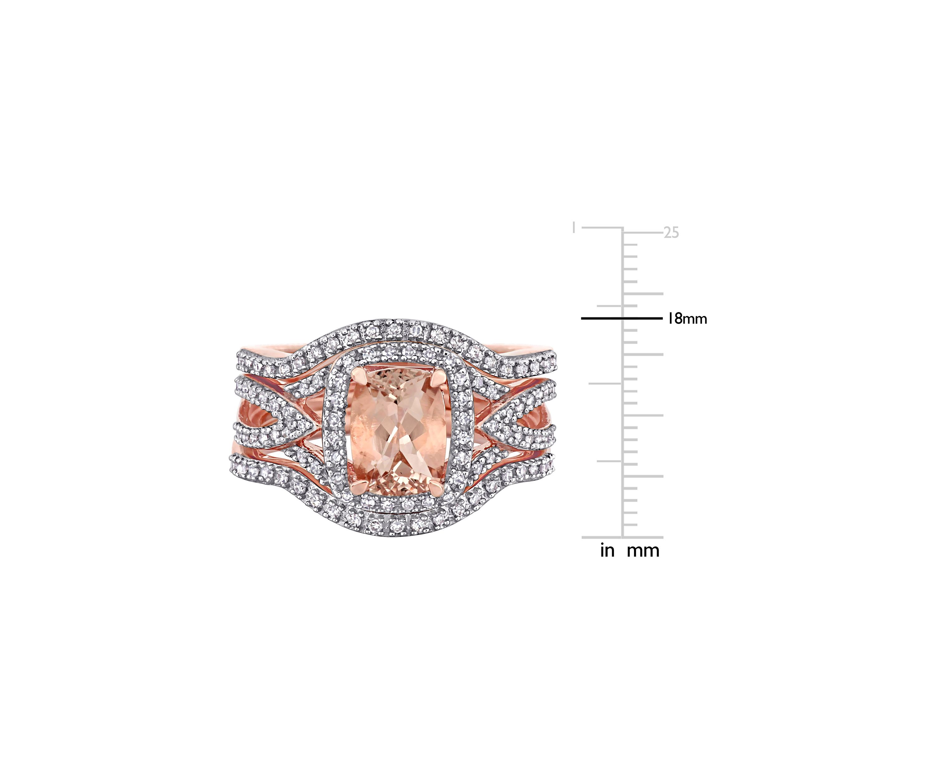 1.3 ct. t.w. Morganite and 1/3 ct. t.w. Diamond 3-Piece Bridal Set in 10k Rose Gold