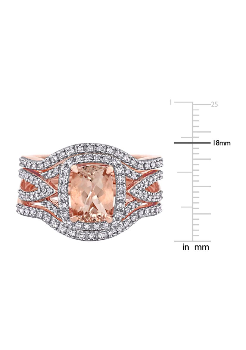 1.3 ct. t.w. Morganite and 1/3 ct. t.w. Diamond 3-Piece Bridal Set in 10k Rose Gold