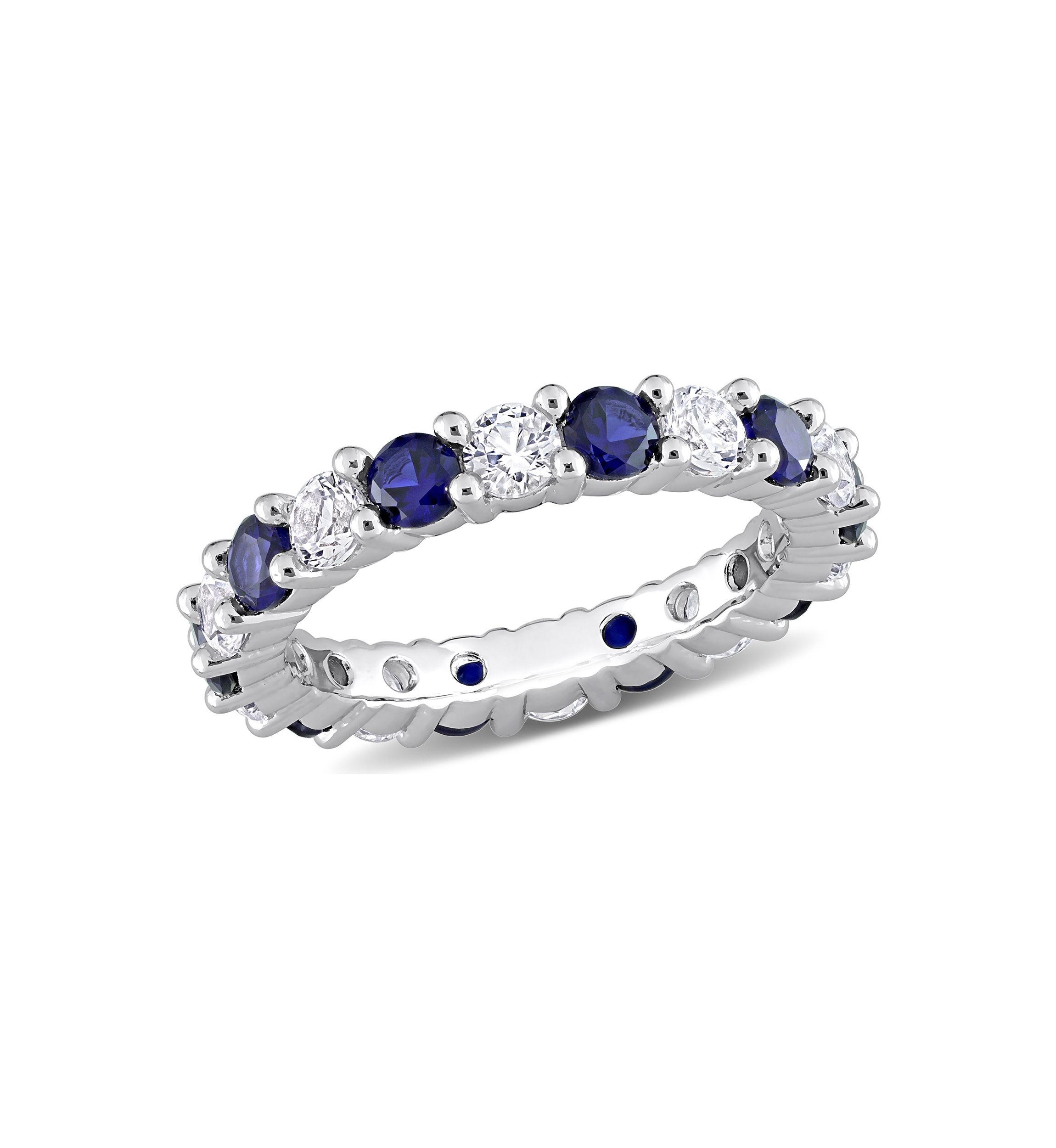 Lab Created 3.5 ct. t.w. Created Blue and White Sapphire Full Eternity Band in Sterling Silver