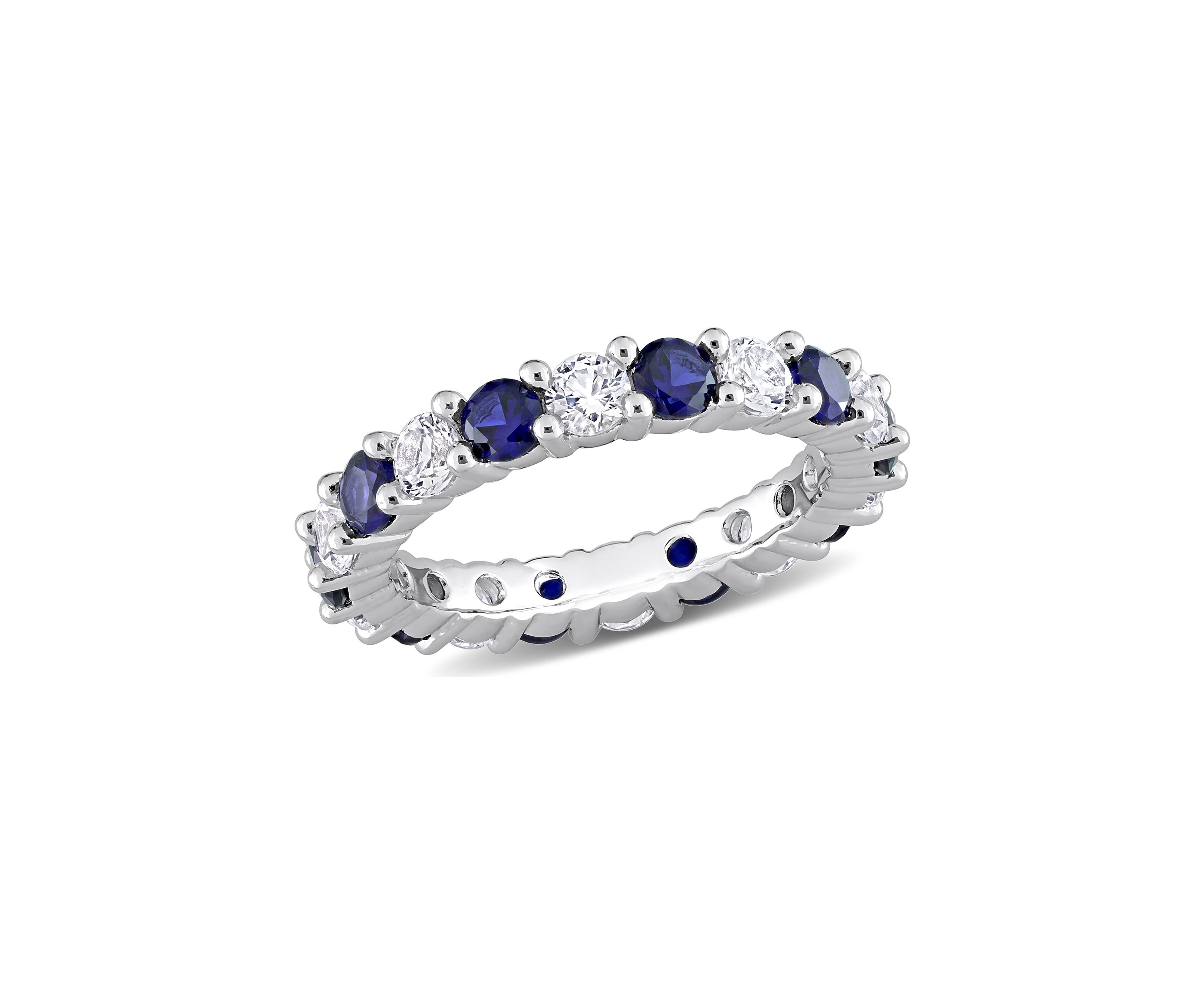 Lab Created 3.5 ct. t.w. Created Blue and White Sapphire Full Eternity Band in Sterling Silver