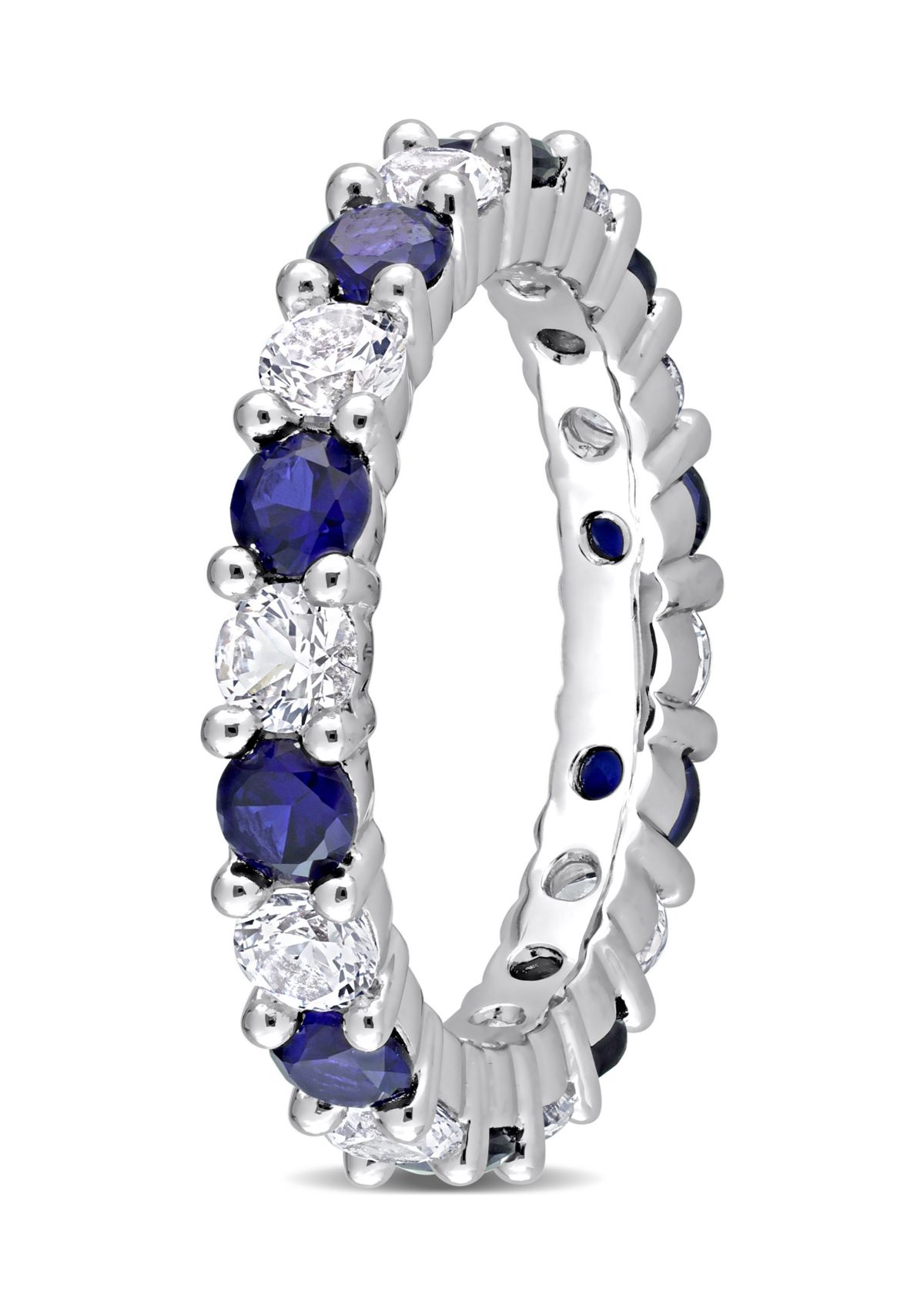 Lab Created 3.5 ct. t.w. Created Blue and White Sapphire Full Eternity Band in Sterling Silver