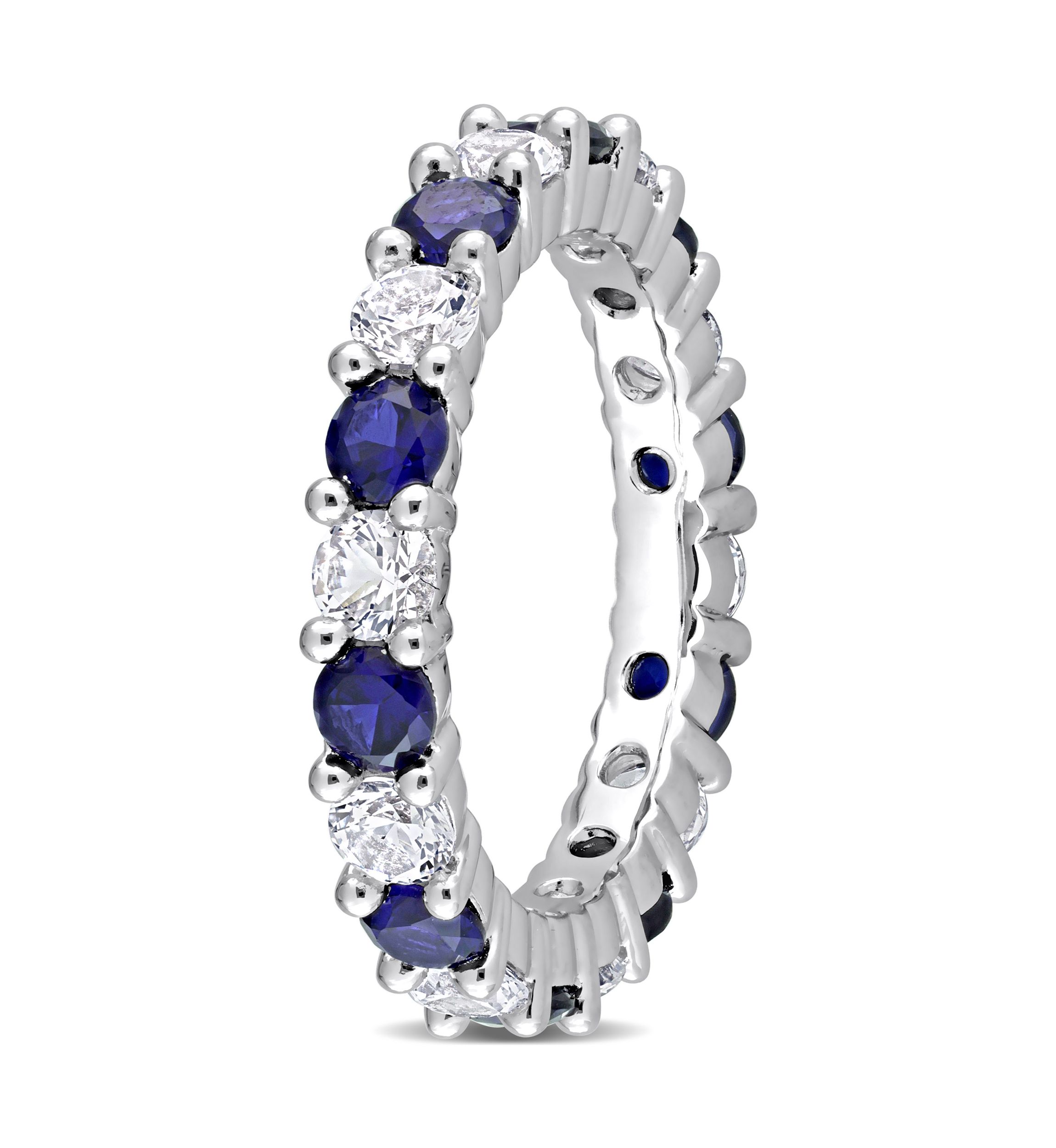 Lab Created 3.5 ct. t.w. Created Blue and White Sapphire Full Eternity Band in Sterling Silver