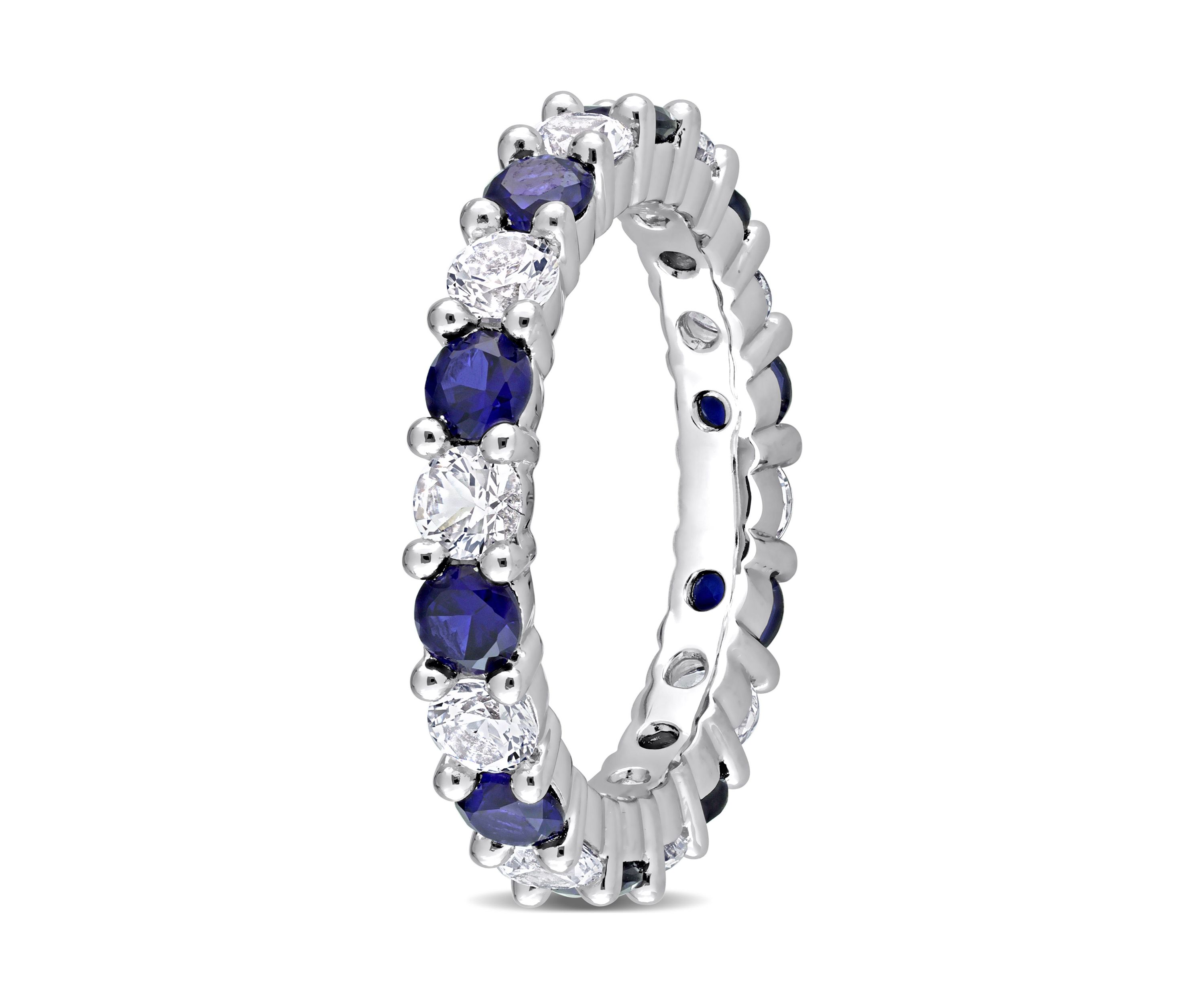 Lab Created 3.5 ct. t.w. Created Blue and White Sapphire Full Eternity Band in Sterling Silver