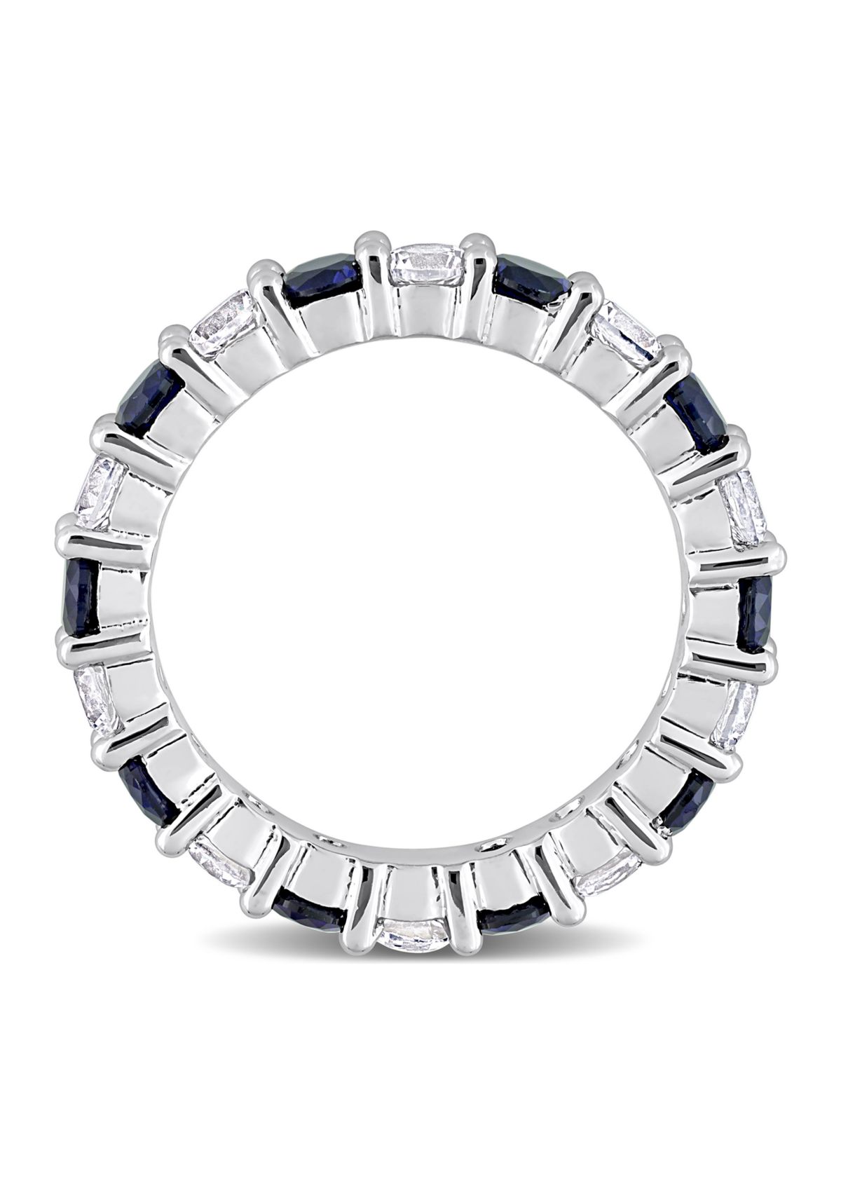 Lab Created 3.5 ct. t.w. Created Blue and White Sapphire Full Eternity Band in Sterling Silver