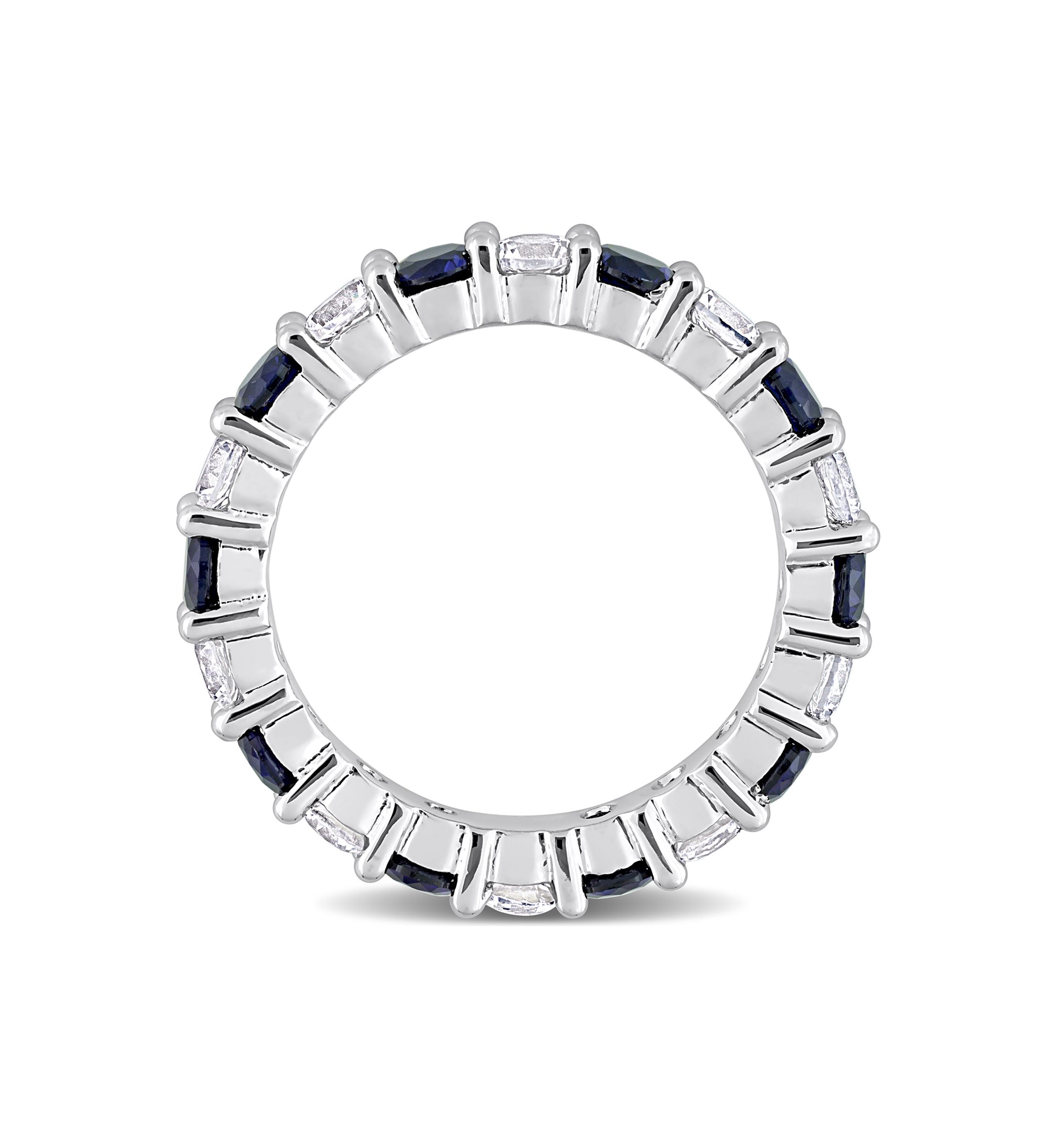 Lab Created 3.5 ct. t.w. Created Blue and White Sapphire Full Eternity Band in Sterling Silver