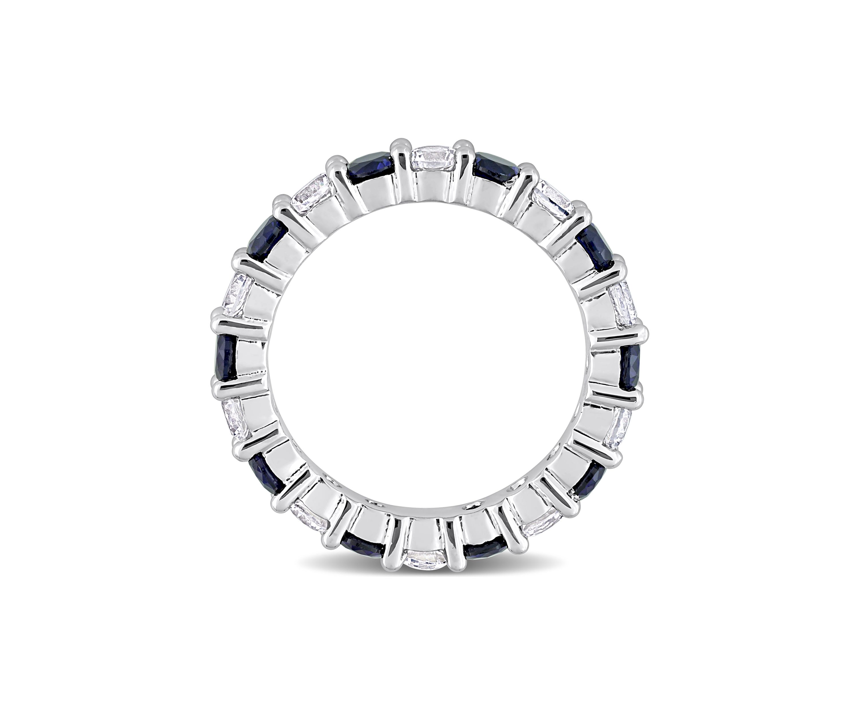 Lab Created 3.5 ct. t.w. Created Blue and White Sapphire Full Eternity Band in Sterling Silver