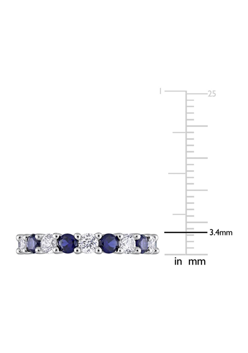Lab Created 3.5 ct. t.w. Created Blue and White Sapphire Full Eternity Band in Sterling Silver