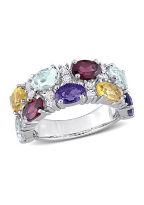 Belk & Co 5 ct. t.w. Multi Gemstone Cluster Ring in Sterling Silver, 7