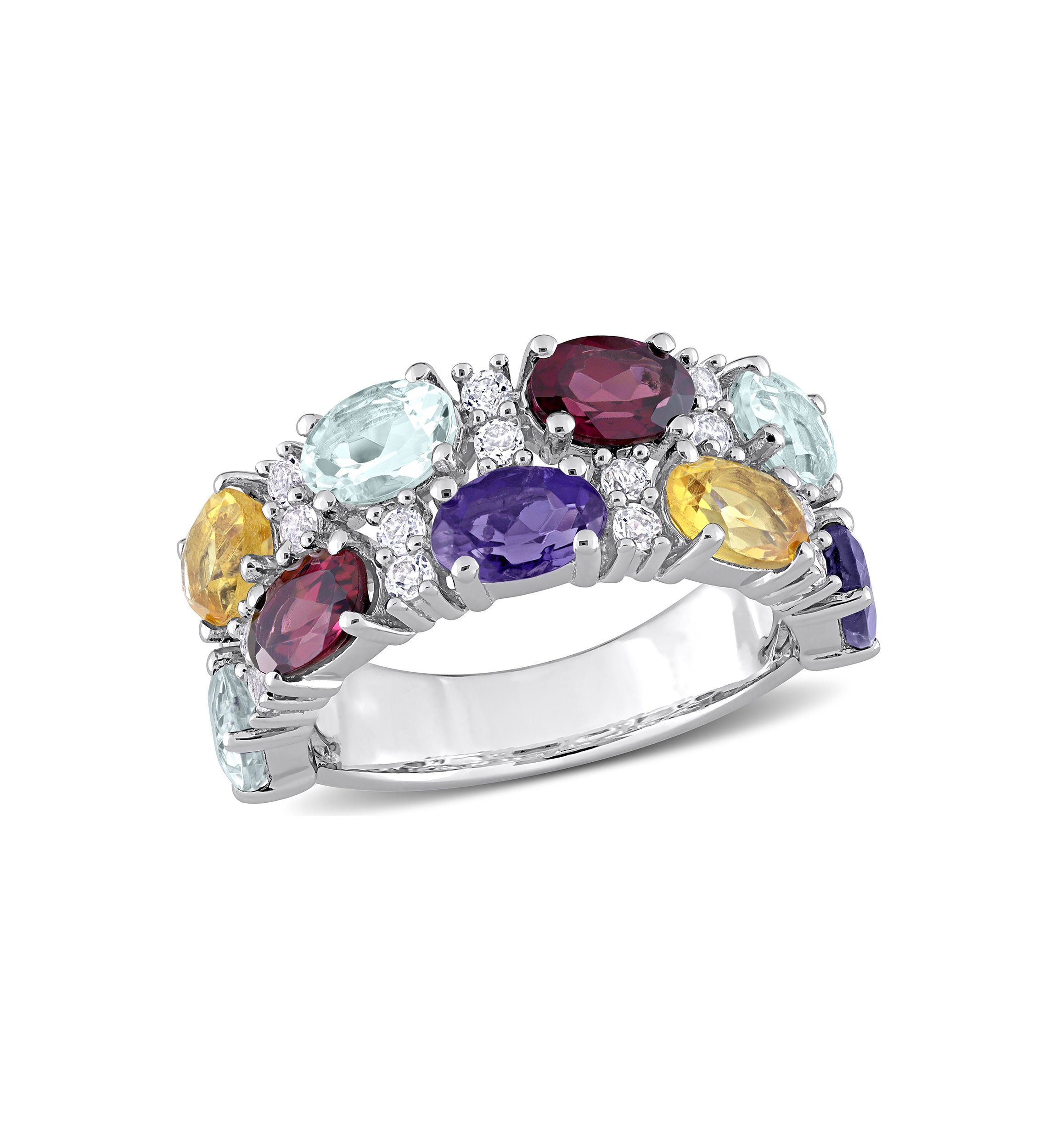 5 ct. t.w. Multi Gemstone Cluster Ring in Sterling Silver