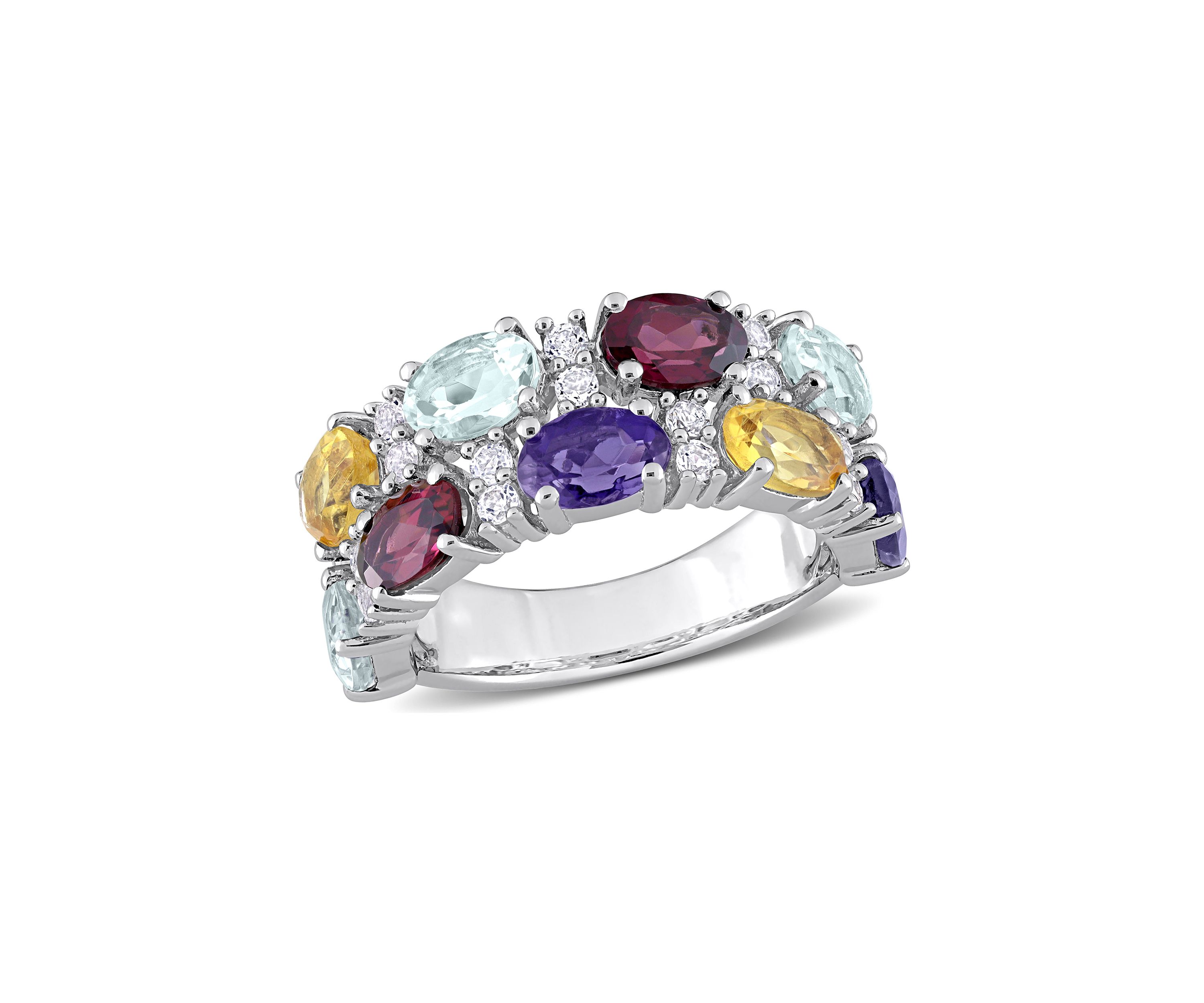 5 ct. t.w. Multi Gemstone Cluster Ring in Sterling Silver