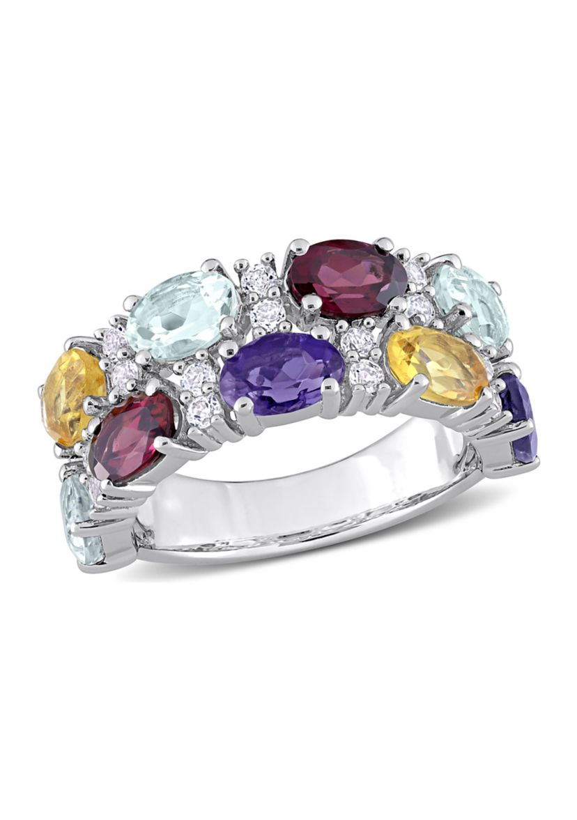 5 ct. t.w. Multi Gemstone Cluster Ring in Sterling Silver