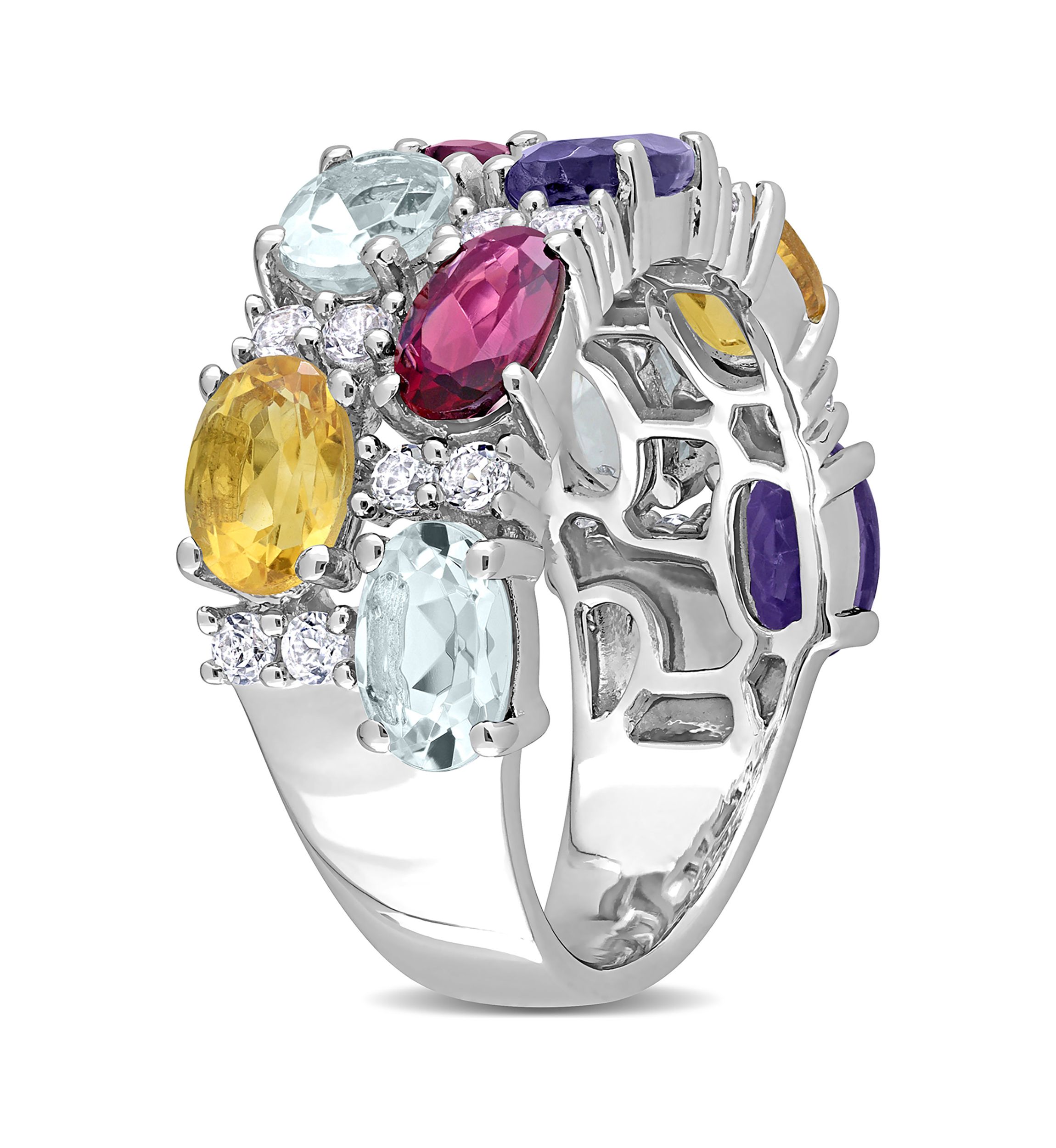5 ct. t.w. Multi Gemstone Cluster Ring in Sterling Silver