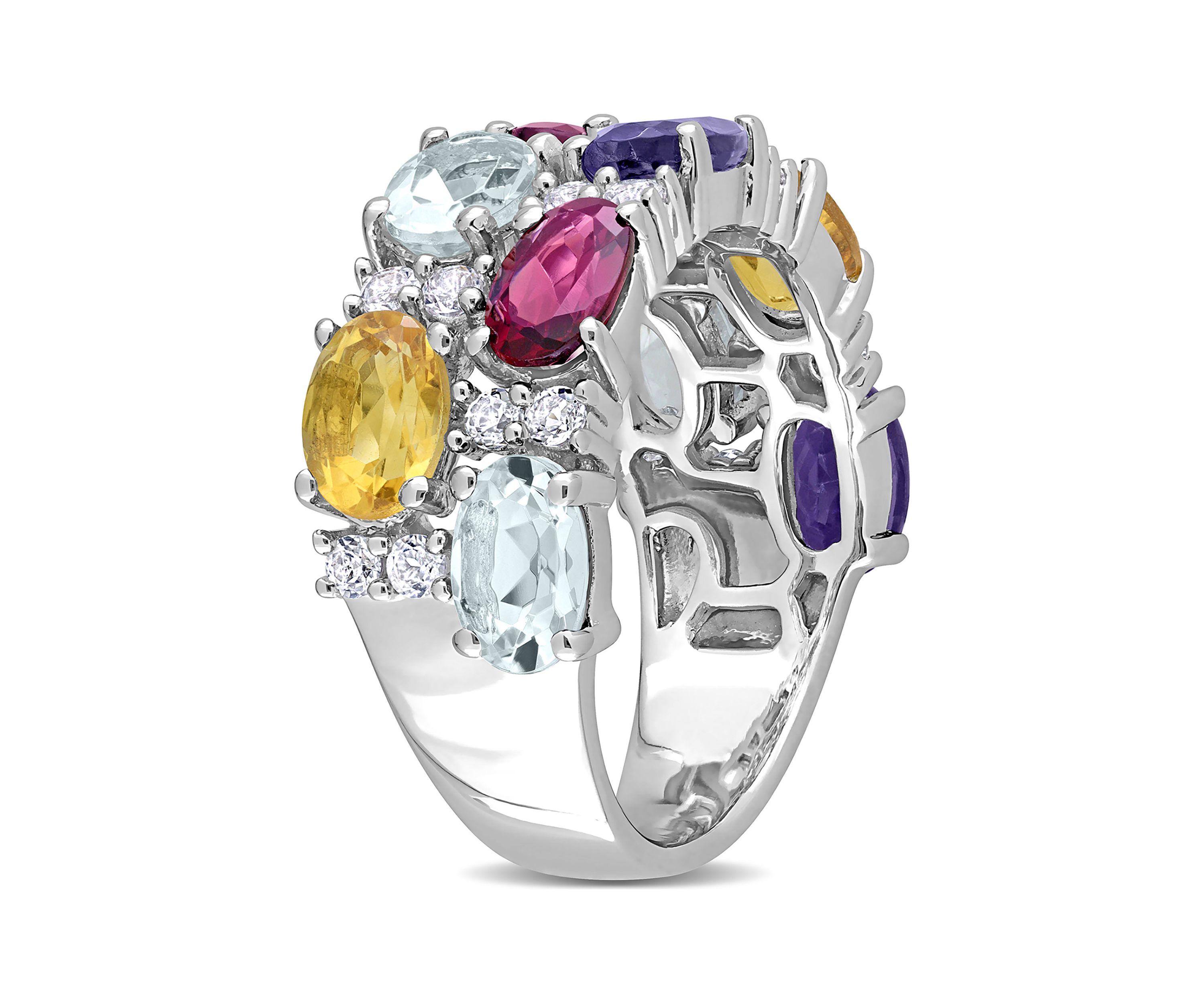 5 ct. t.w. Multi Gemstone Cluster Ring in Sterling Silver