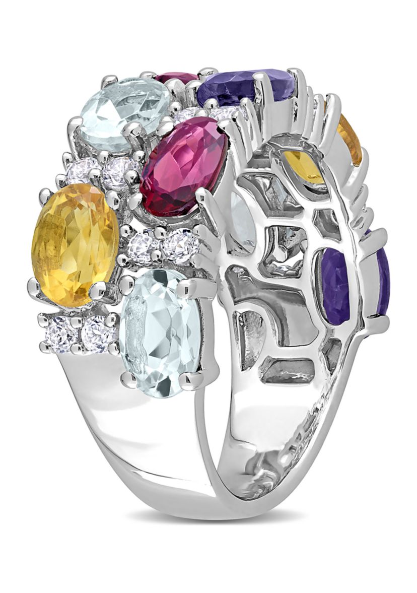5 ct. t.w. Multi Gemstone Cluster Ring in Sterling Silver