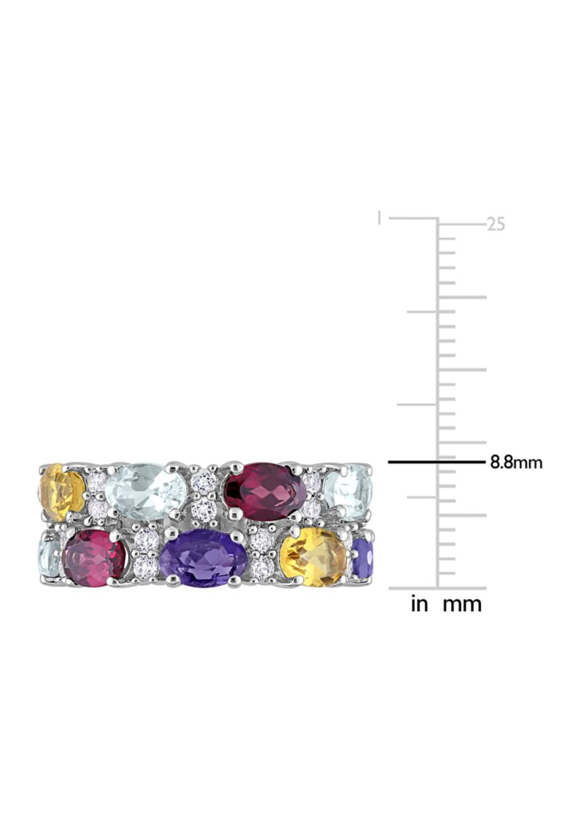 5 ct. t.w. Multi Gemstone Cluster Ring in Sterling Silver