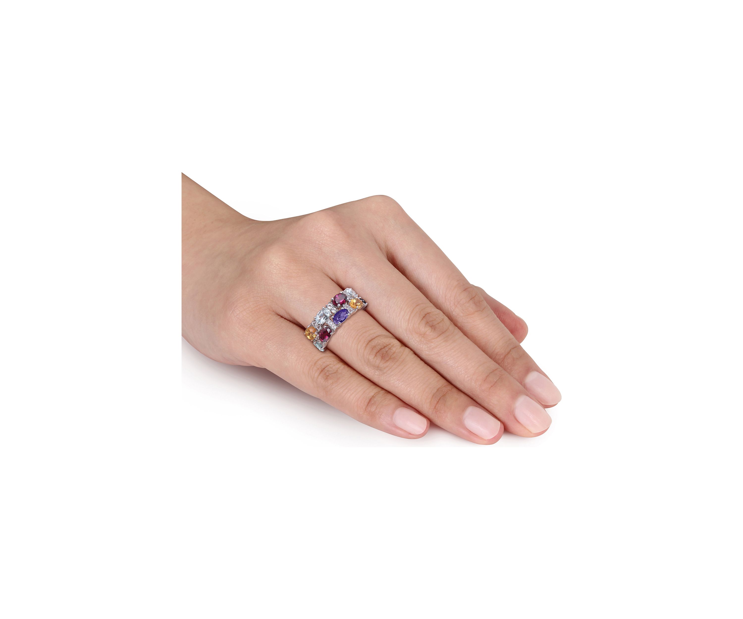 5 ct. t.w. Multi Gemstone Cluster Ring in Sterling Silver