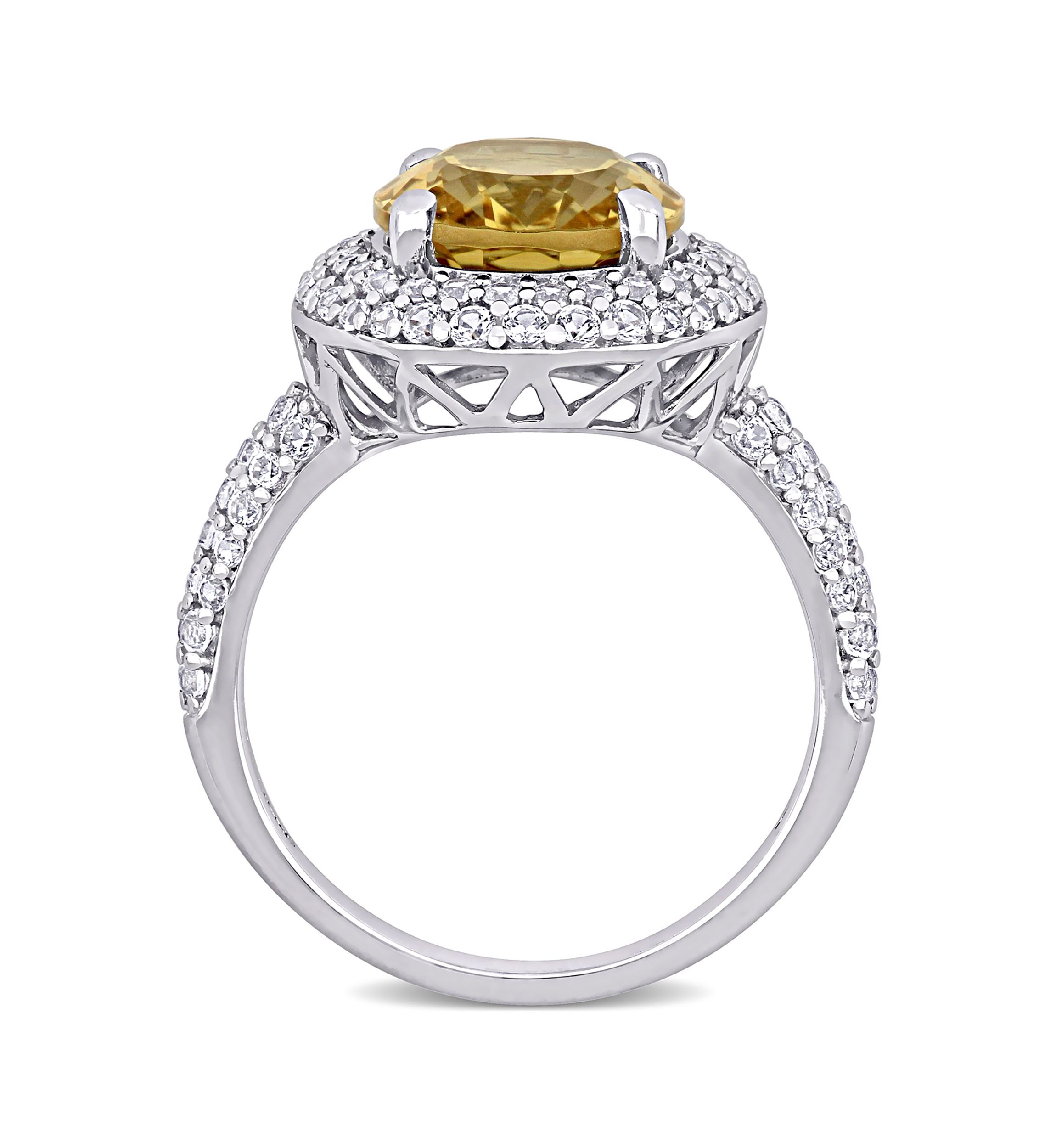 Lab Created Citrine and Created White Sapphire Oval Halo Ring in Sterling Silver