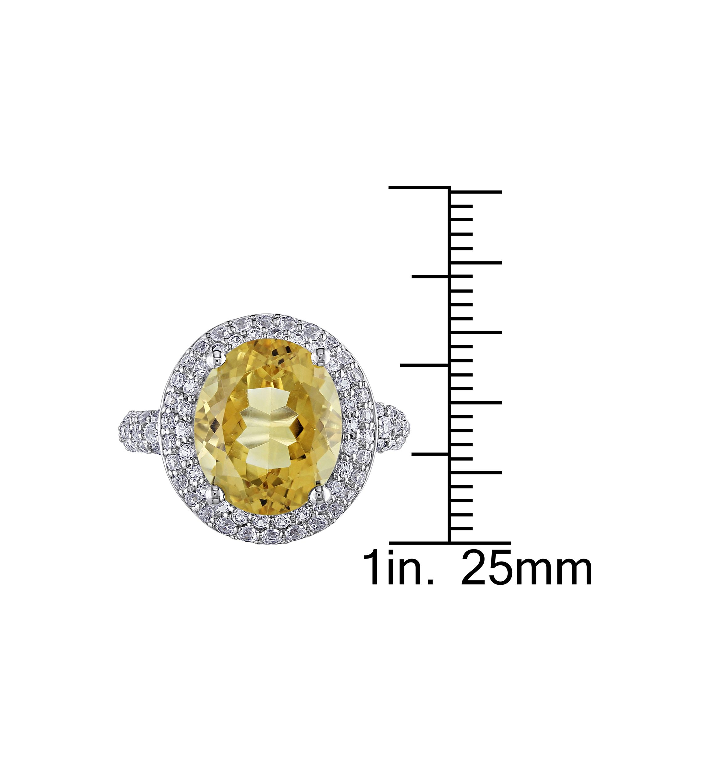 Lab Created Citrine and Created White Sapphire Oval Halo Ring in Sterling Silver
