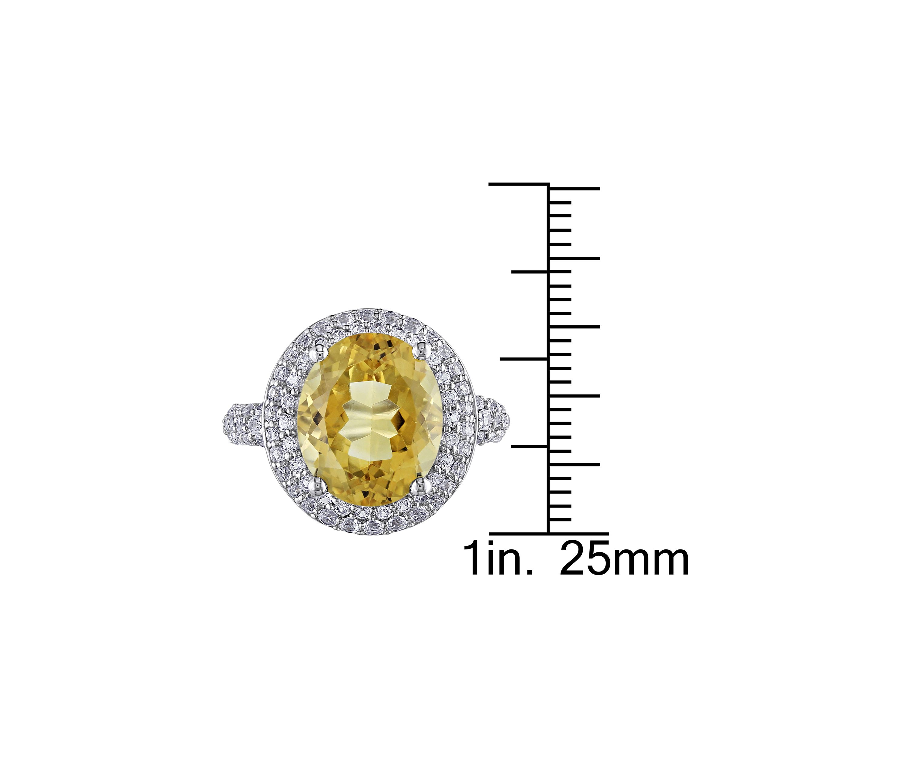 Lab Created Citrine and Created White Sapphire Oval Halo Ring in Sterling Silver