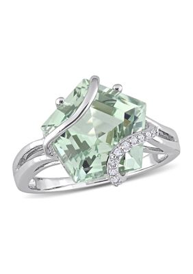 Belk & Co 6.5 ct. t.w. Green Quartz and Diamond Accent Swirl Ring in Sterling Silver, 8
