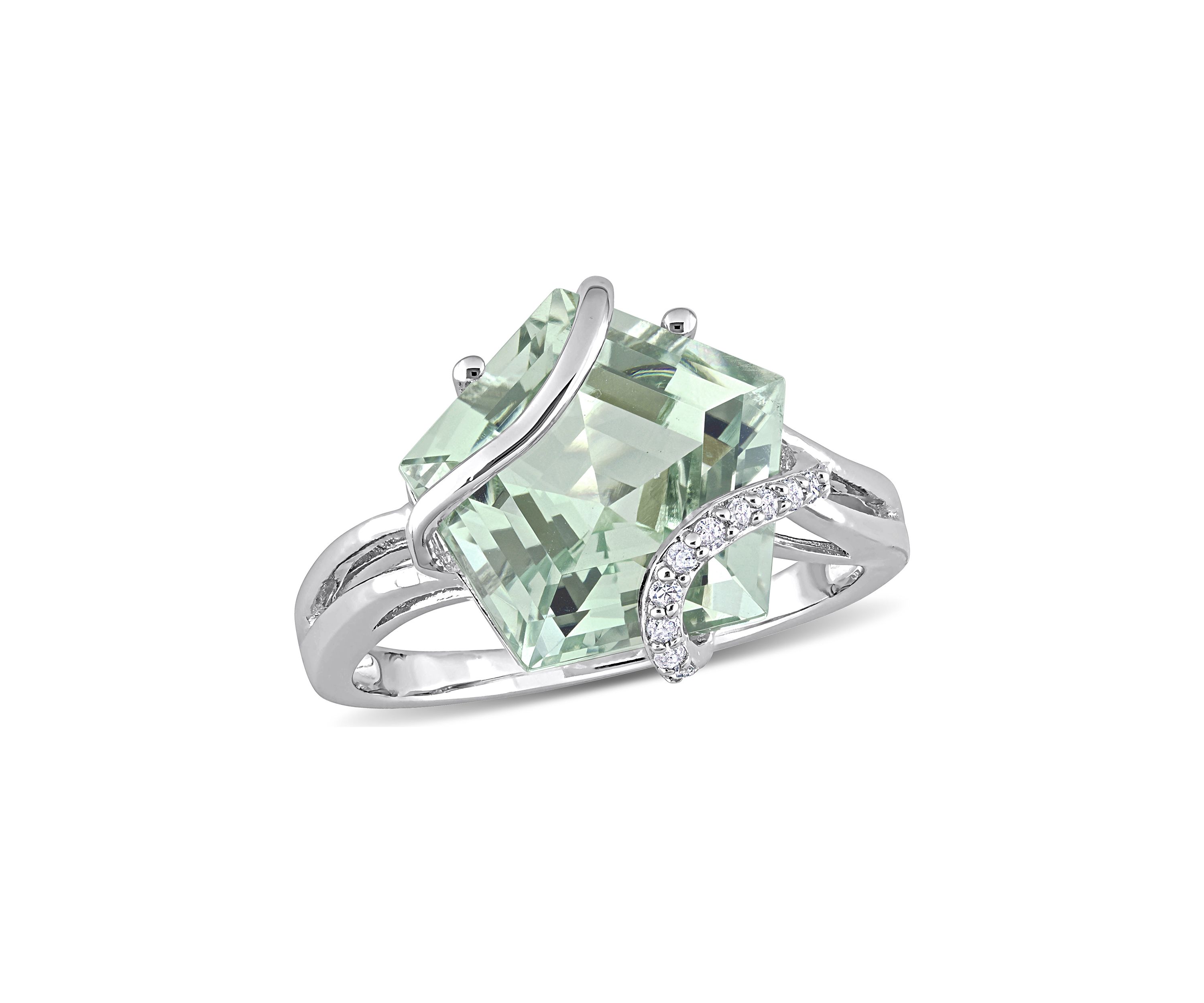 6.5 ct. t.w. Green Quartz and Diamond Accent Swirl Ring in Sterling Silver